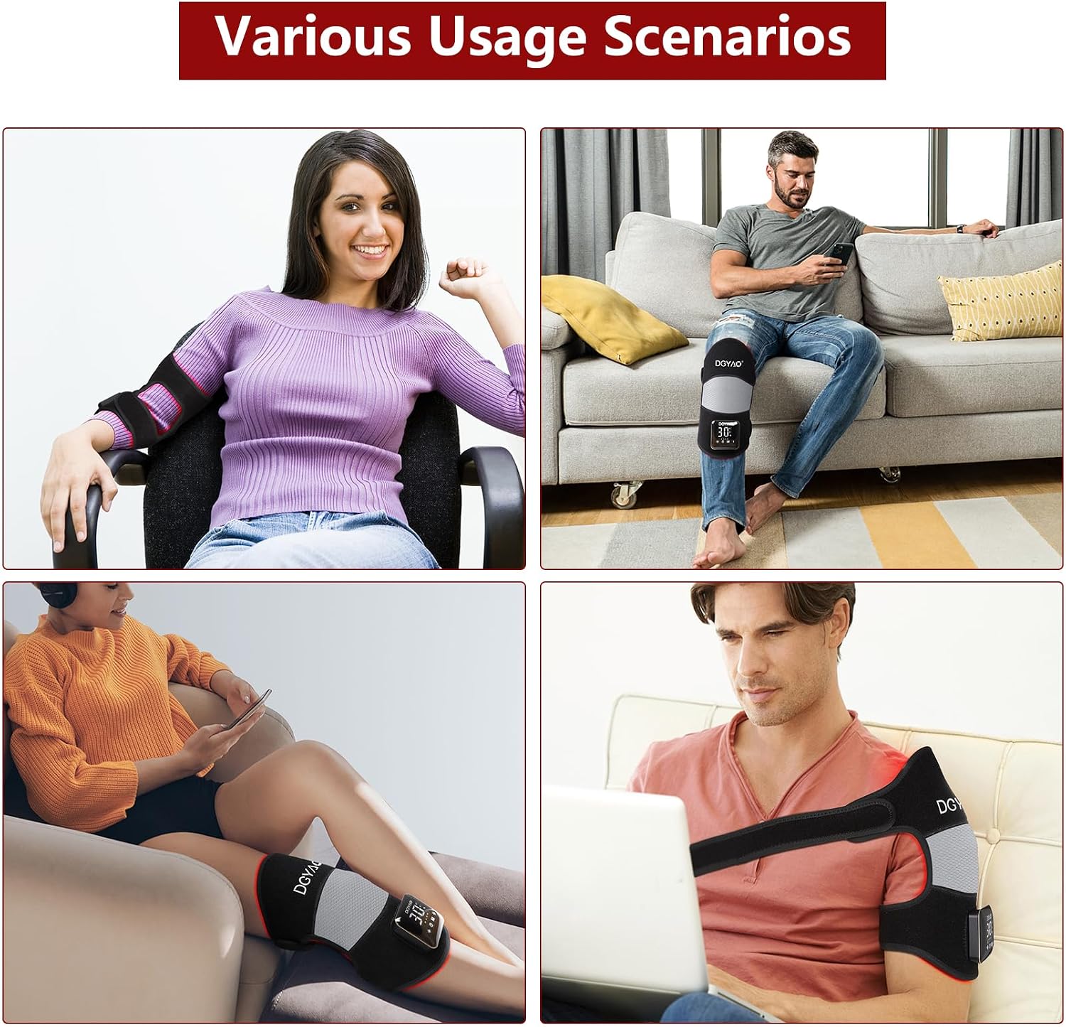 DGXINJUN Red Light Therapy Device for Body Calf Arm Pain Relief Near Infrared Light Therapy 850nm LED Muscle Wrap for Leg Home Use Nerve Damage Deep
