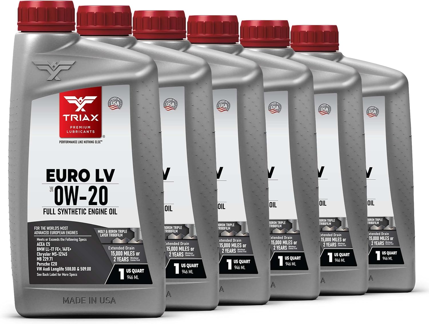 TRIAX Euro LV 0W-20 Full Synthetic European Car Engine Oil | 15K Miles | Compatible with BMW LL-12+, LL-17+, MB 229.71, VW 508.00/509.00 (1 Quart)