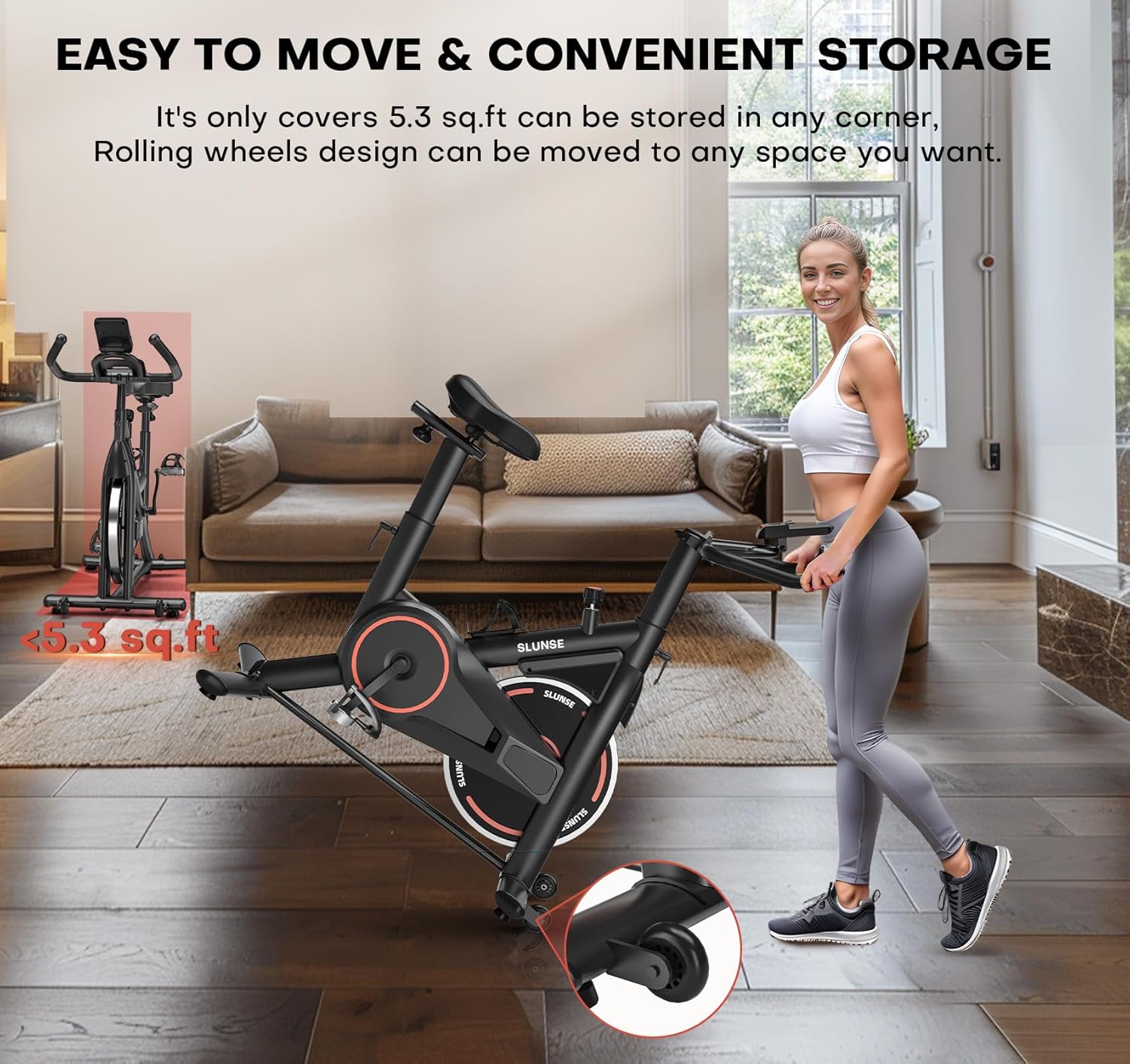 Exercise Bike, Adjustable Magnetic Resistance Stationary Bikes for Home with App Compatible