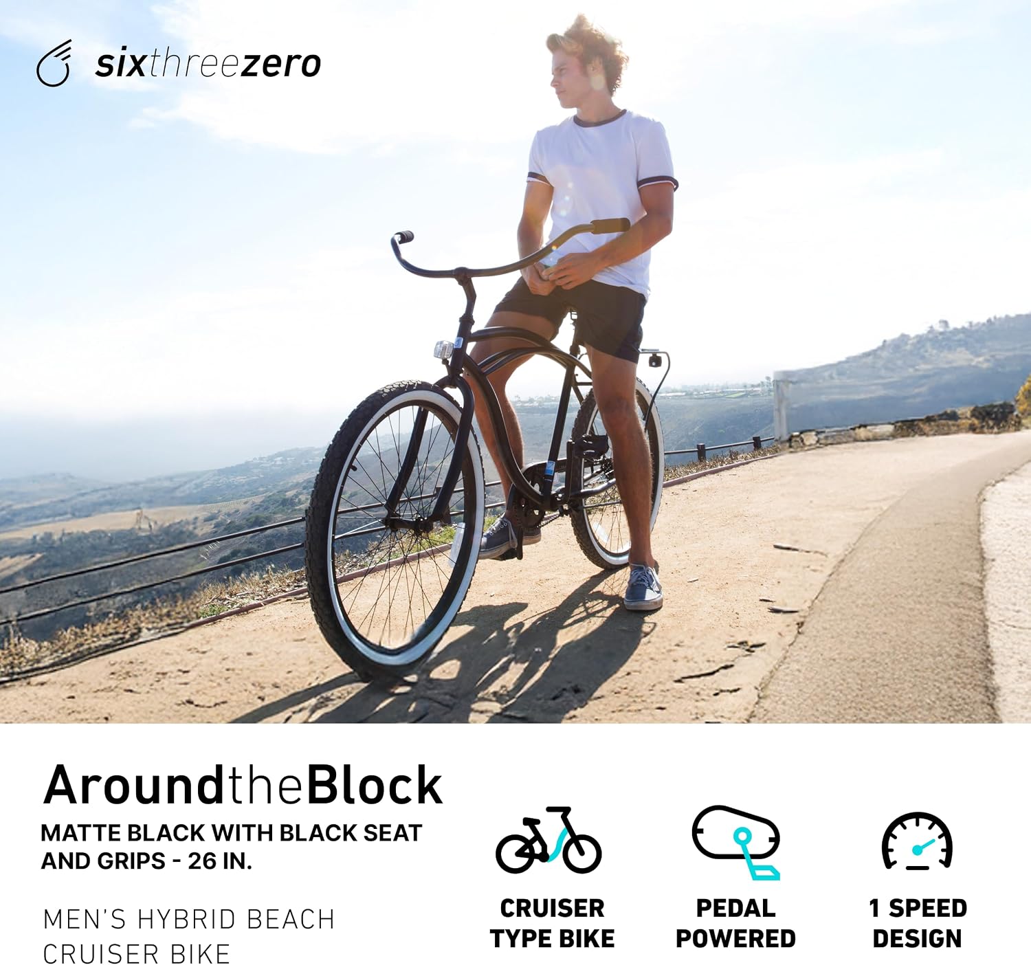 sixthreezero Around The Block Men's Beach Cruiser Bike, Hybrid Bicycle with Rear Rack