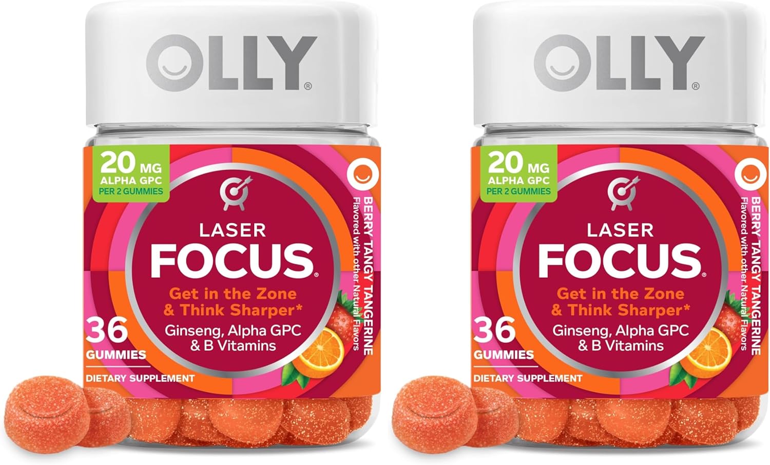 OLLY Laser Focus Gummy Supplement,* Ginseng Extract, Alpha GPC - 36 Count