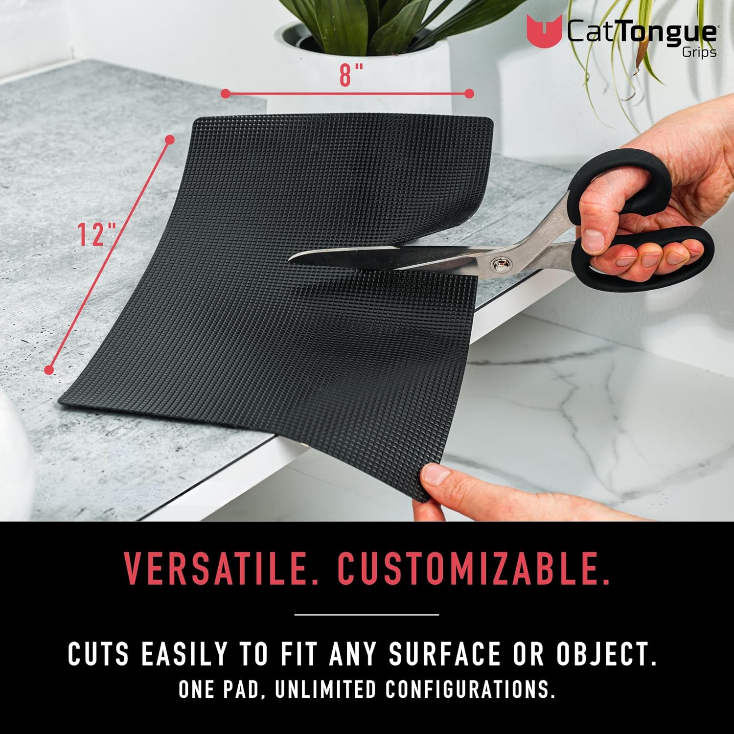 CatTongue Grips 8"x12" Non-Slip Grip Pad, Non-Adhesive, Black, 1-Pk