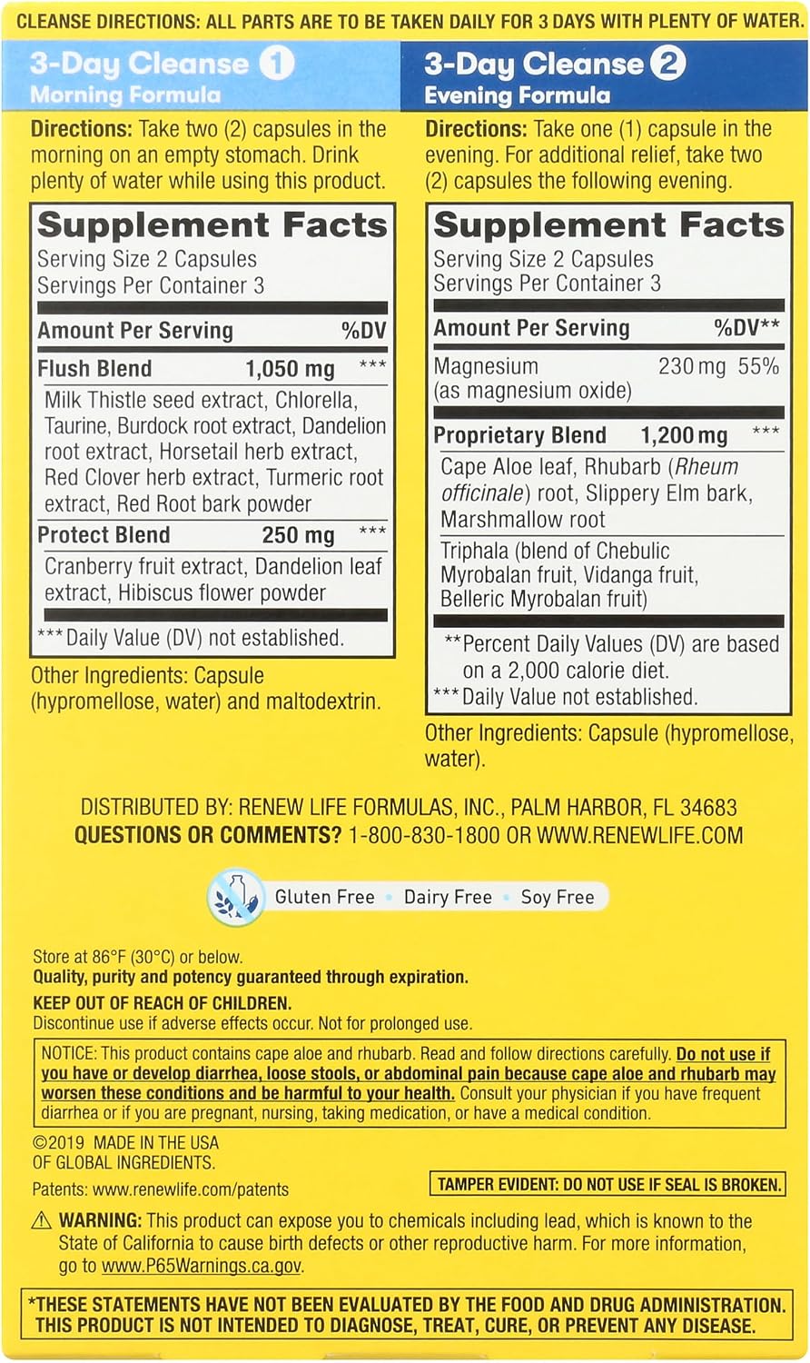 Renew Life Adult Cleanse Total Body Reset, Advanced Herbal Formula - 2-Part, 3-Day Program - Gluten