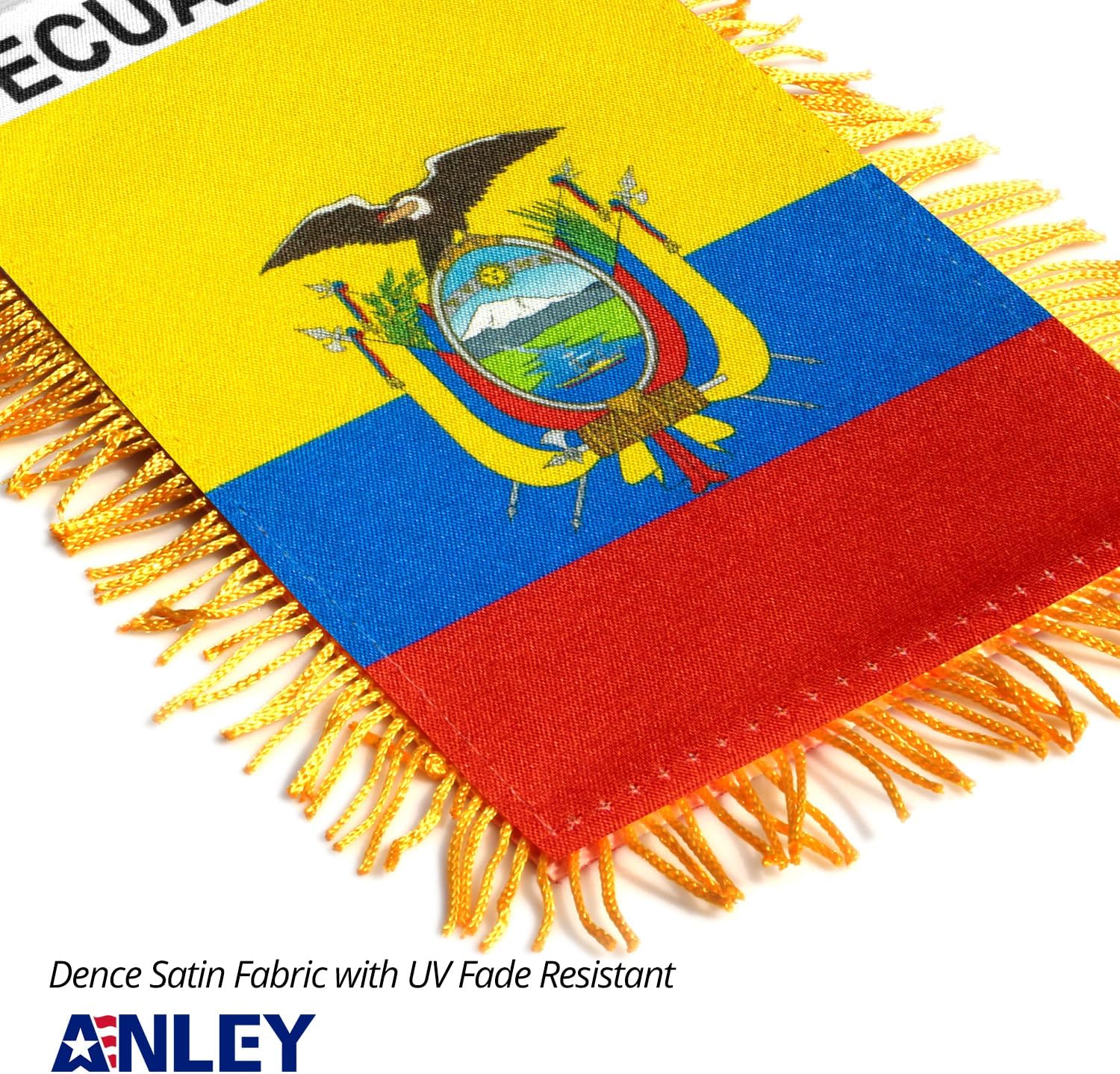 Anley 4 X 6 Inch Nicaragua Fringy Window Hanging Flag - Mini Banner & Car Rearview Mirror Décor - Fringed Nicaraguan Hanging Flag with Suction Cup