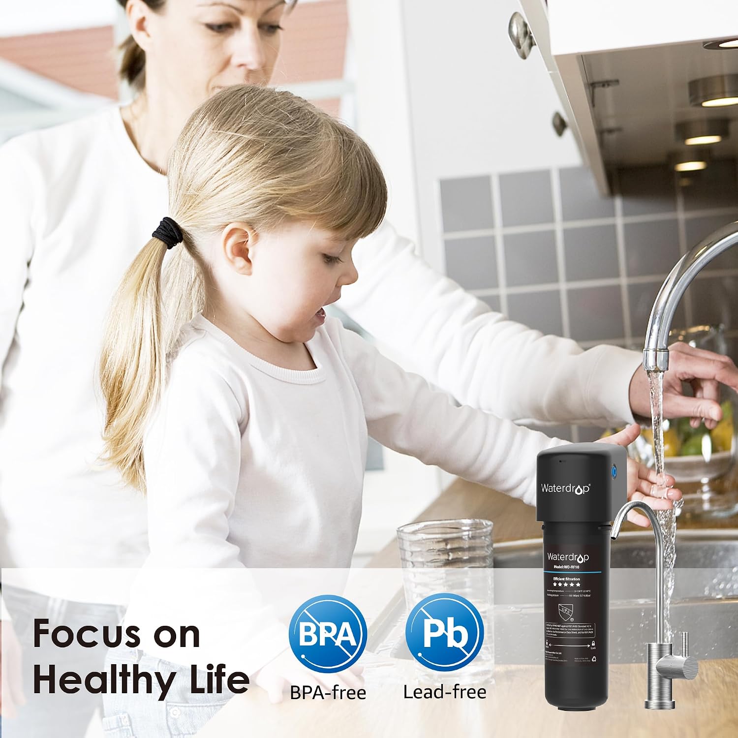 Waterdrop 10UB Under Sink Water Filter System with Dedicated Faucet