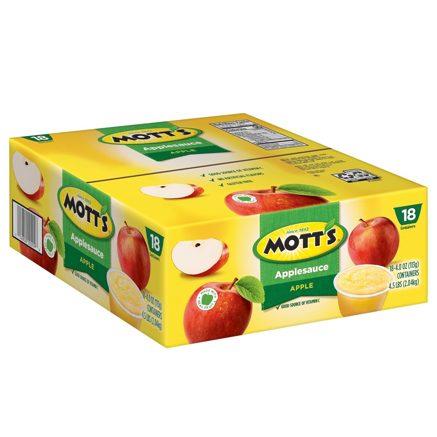 Mott's Applesauce, 4 Oz Cups, 36 Count, No Artificial Flavors, Good Source of Vitamin C, Nutritious Option for The Whole Family