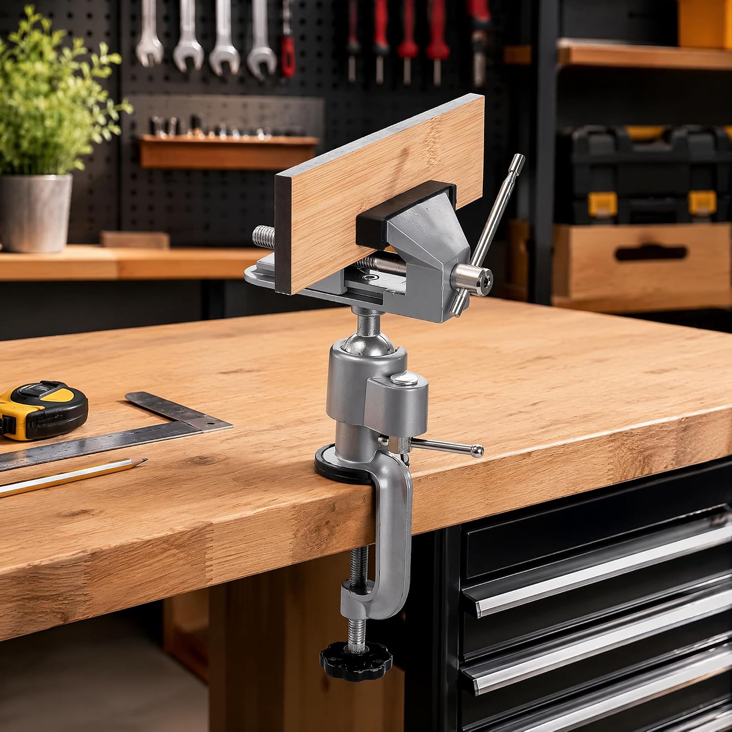 Fasmov Swivel 3" Universal Table Vise Tilts Rotate 360° Universal Work, Portable Work Bench Vise for Drilling, Woodworking, Painting, Jewelry Making