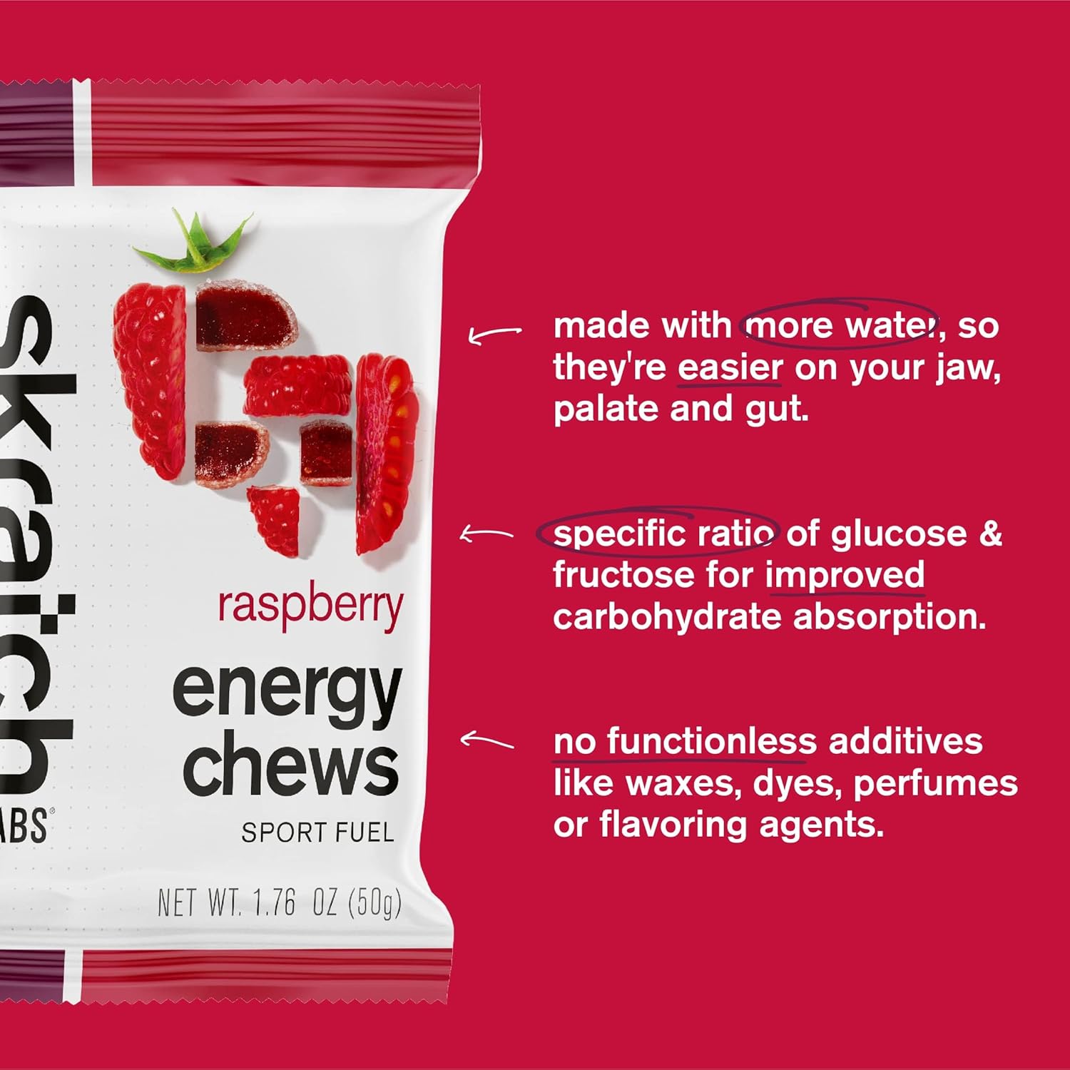 Skratch Labs Energy Chews, Caffeinated Sour Cherry, 10 Pack