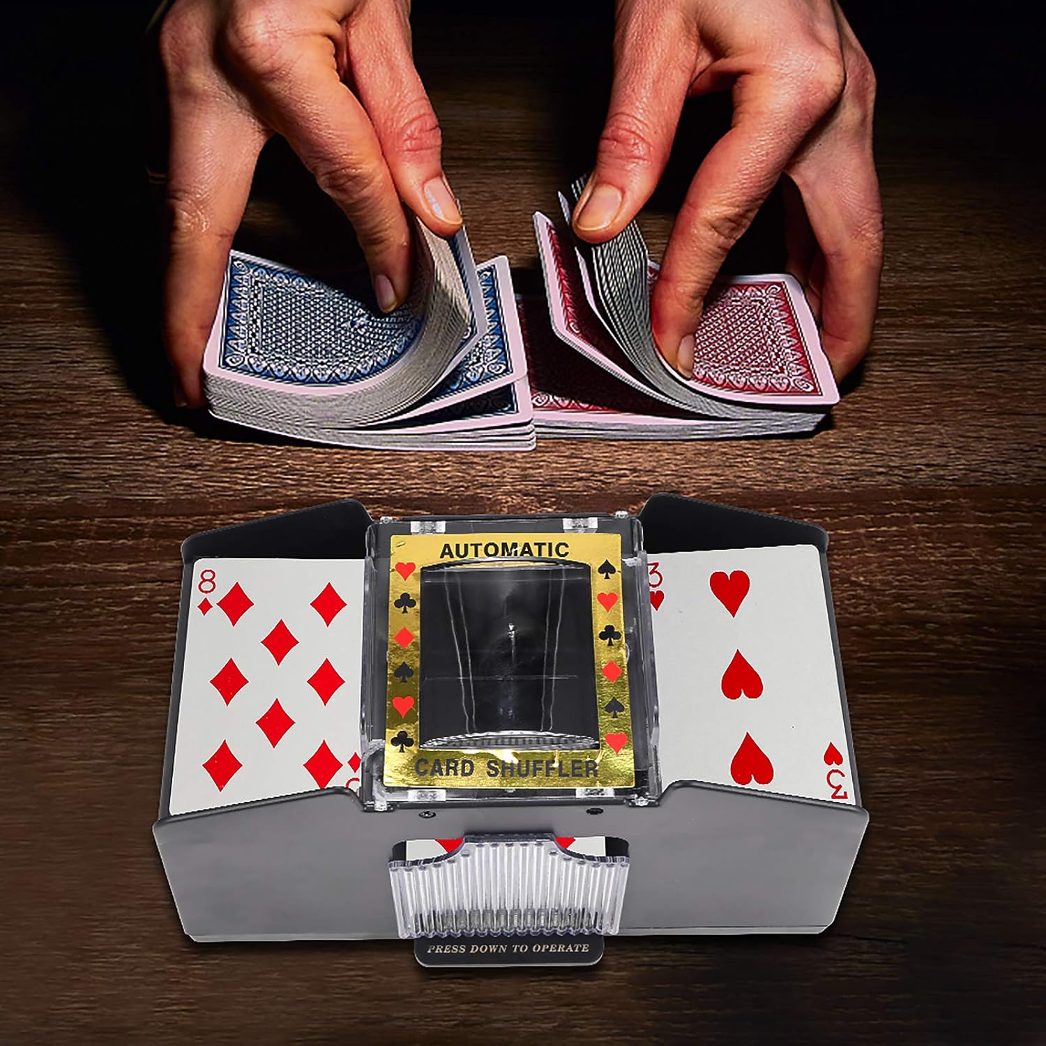 Automatic Card Shuffler for Five Crowns Card Game, Battery Operated Poker Shuffling Machine, Poker Card Shuffler