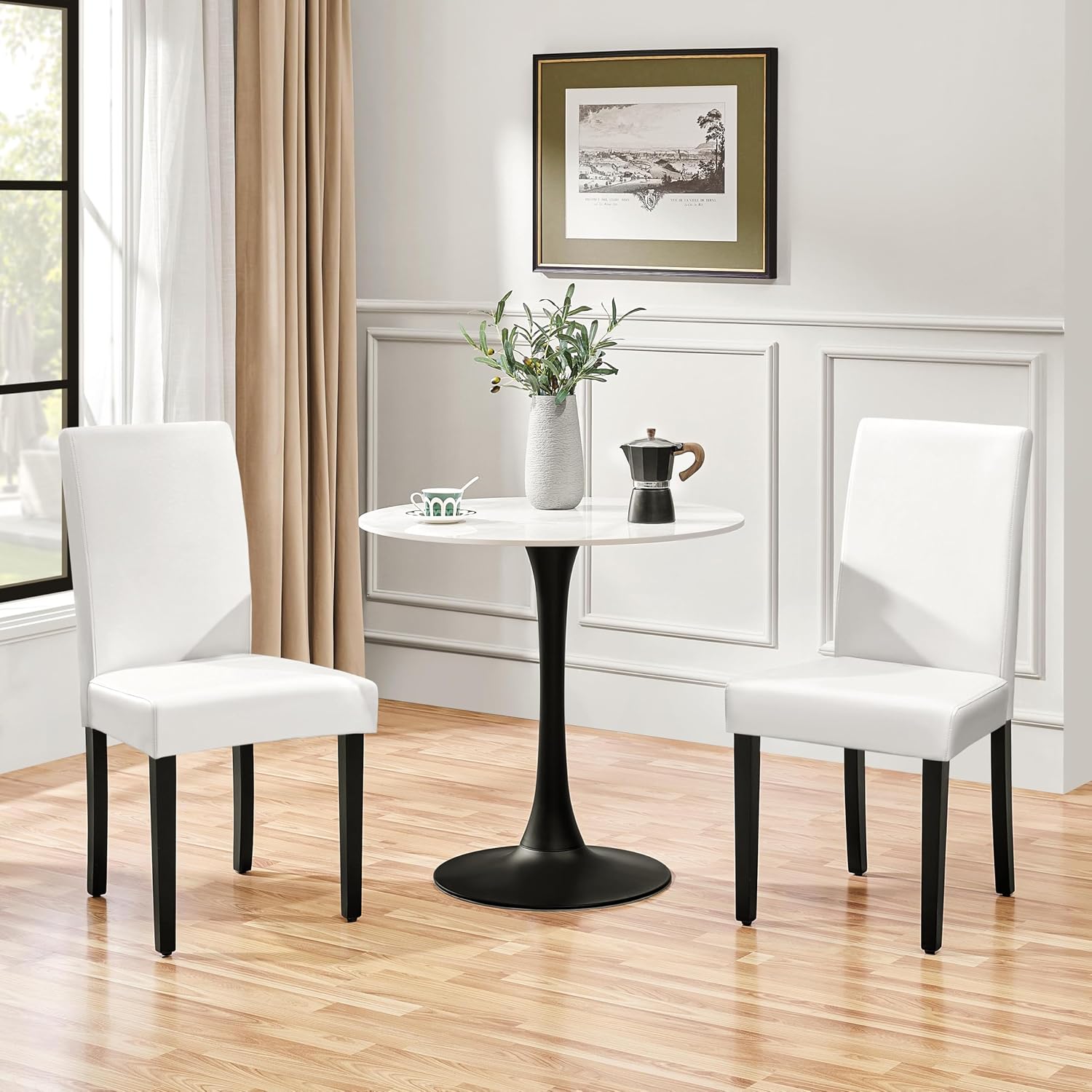 Yaheetech Dining Chairs Set of 4 Upholstered Kitchen Chairs Black