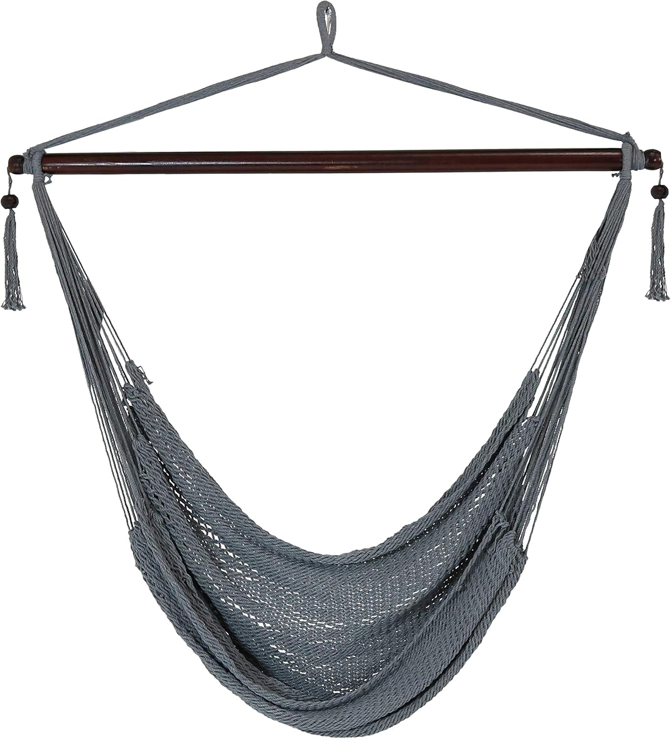 Sunnydaze Hanging Hammock Chair Swing for Patio, Caribbean, Tan | 300 lb Capacity, Wooden Spreader Bar, Woven Polyester, Hang From a Tree, Hammock Chair Stand, or Ceiling, Hammock Swing Chair