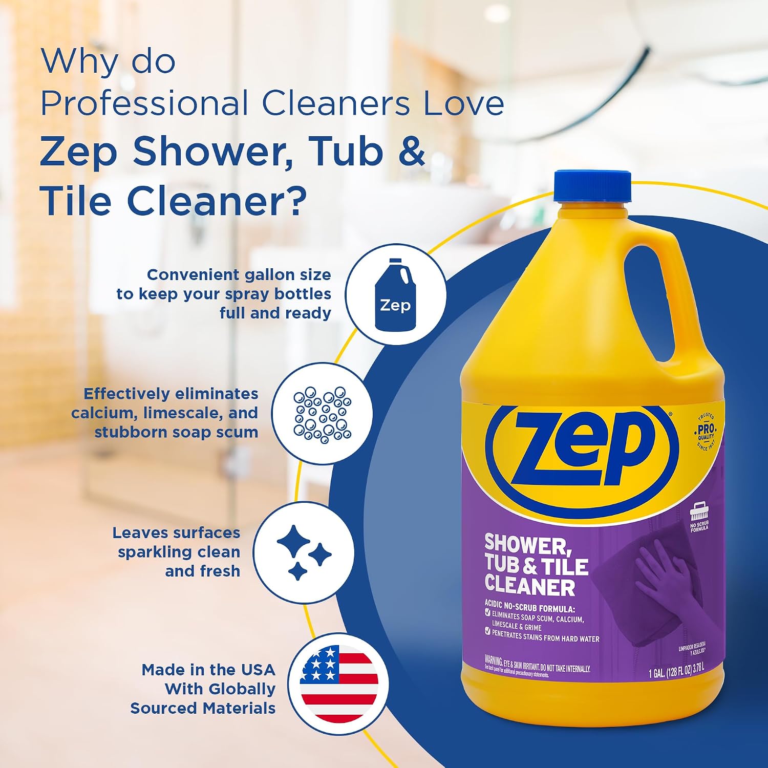 Zep Cleaner Shower/TUB/Tile 128 OZ ZUSTT128