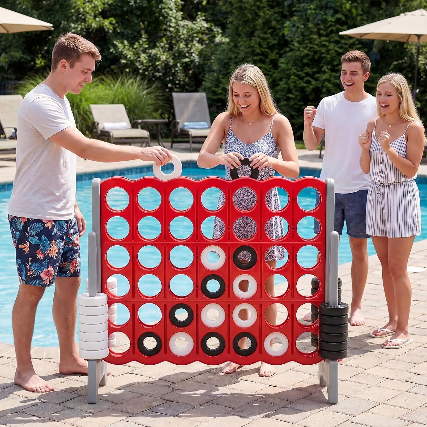 Costzon Giant 4-in-A-Row, Jumbo 4-to-Score Giant Game Set for Kids & Adults, Indoor Outdoor Yard Connect Game
