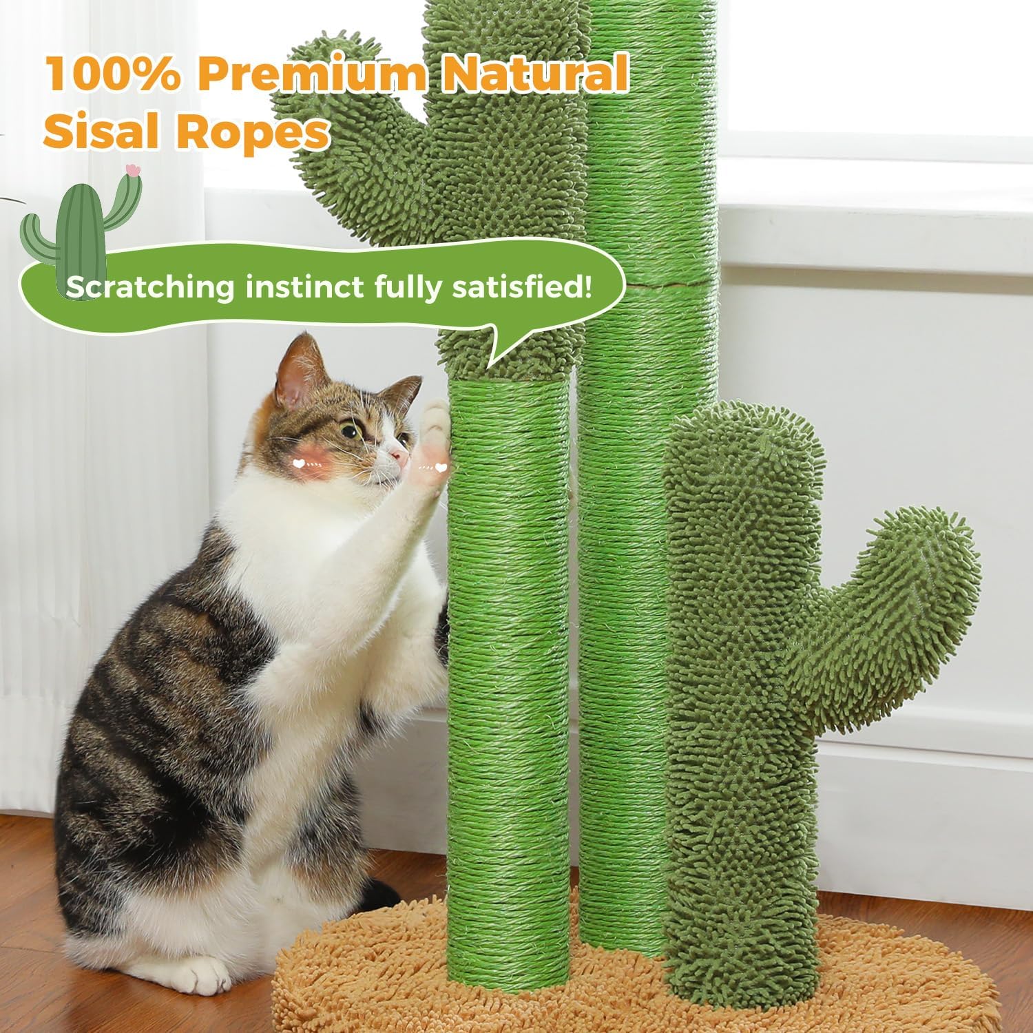 PAWZ Road Cactus Cat Scratching Post 23”Cat Scratcher with Toy Ball