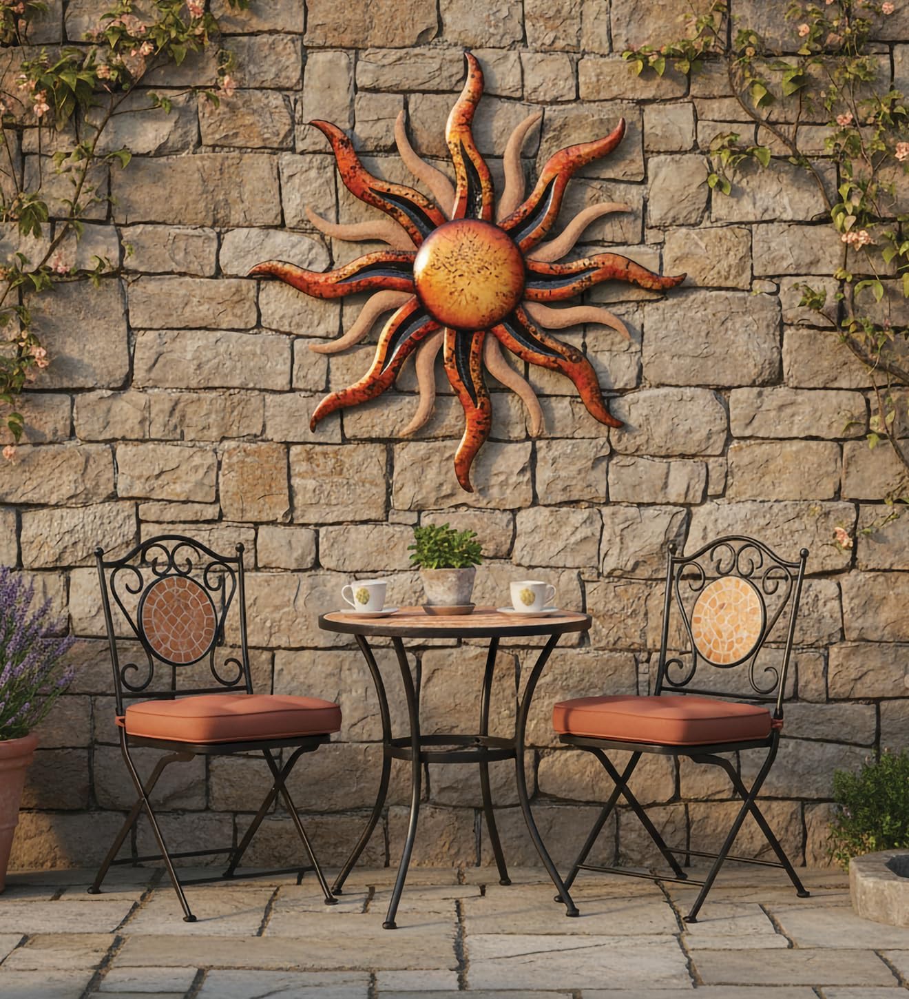 Regal Art & Gift Handcrafted Metal Sun Wall Decor, Rustic Sunburst Wall Art | Copper Patina, 40 in, Metal, Rust-Resistant Sunburst Sculpture, Eye-Catching Accent for Patio, Garden & Home