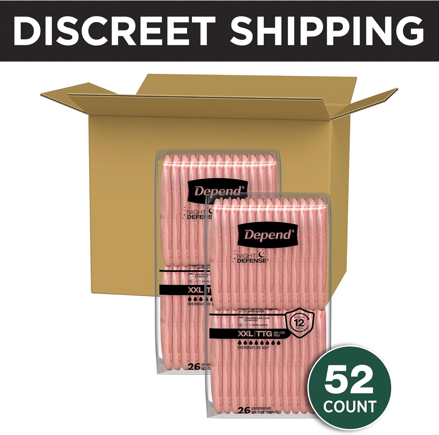Depend Night Defense Adult Diapers for Women, Medium, 15 Count