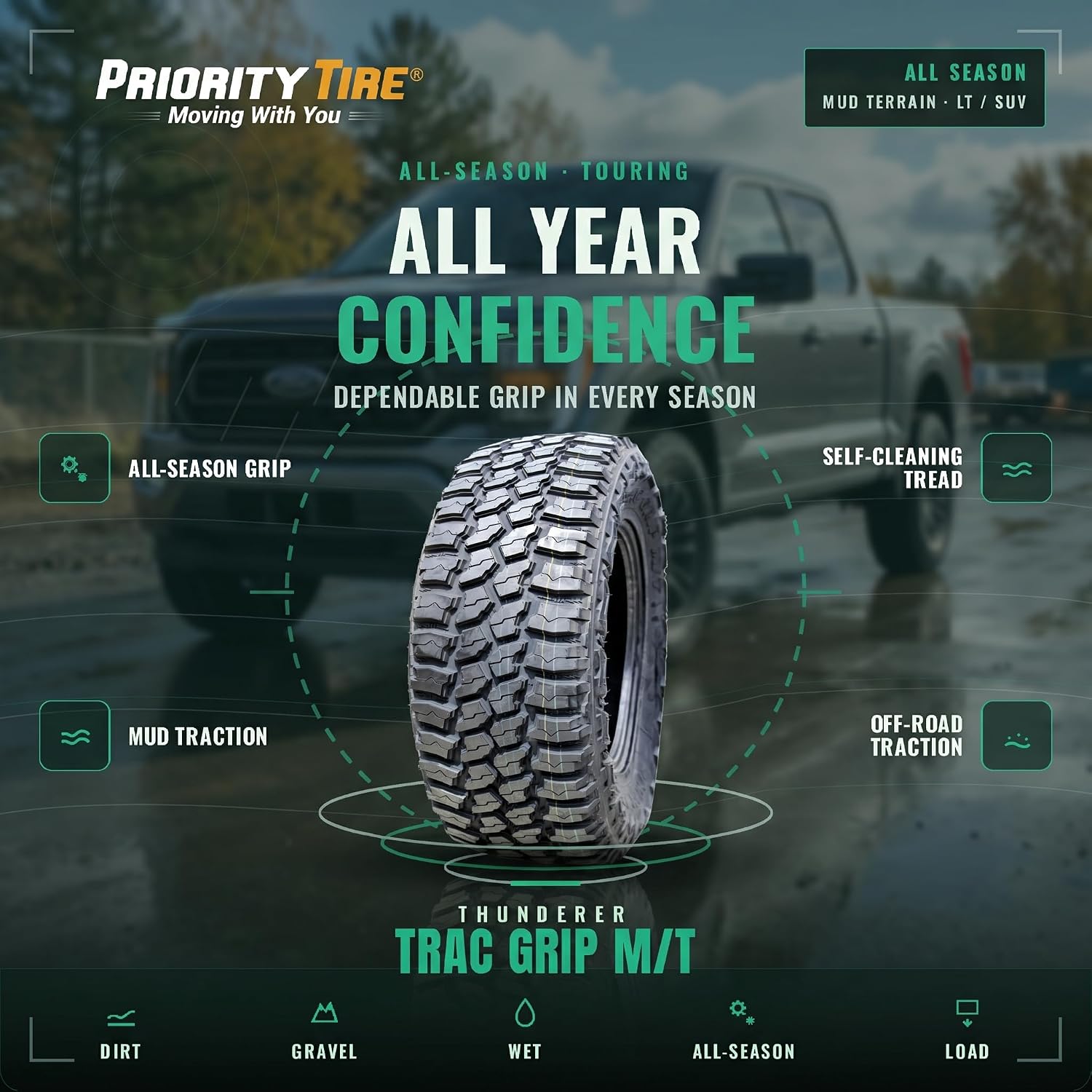 30X9.50R15 THUNDERER TRAC GRIP M/T R408 BSW - THUNDERER TIRE