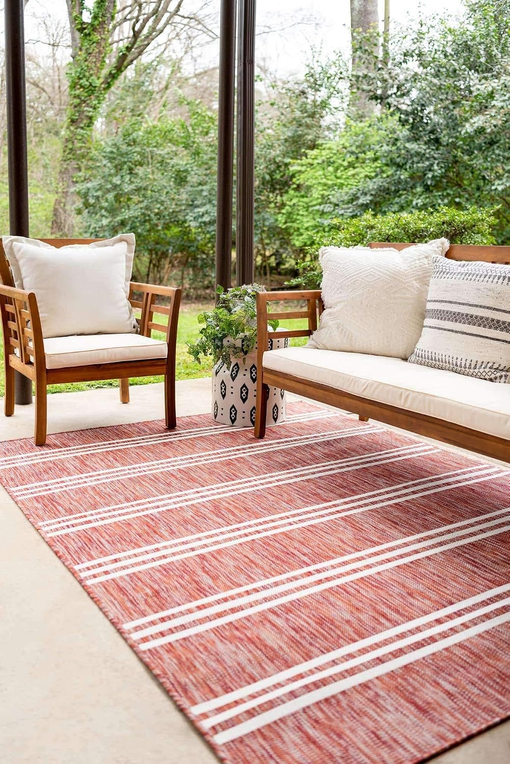 Unique Loom Outdoor Collection Area Rug - Anguilla (9' x 12' Rectangle, Blue/ Ivory)