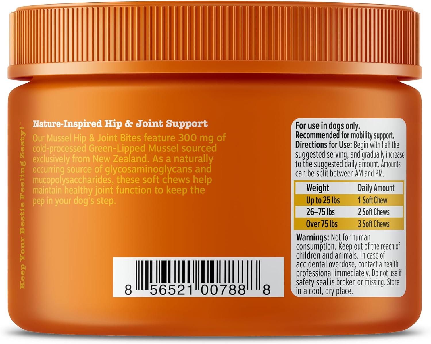 Zesty Paws Hip and Joint Supplement for Dogs - Glucosamine with Chondroitin, MSM, Vitamins C and E Dog Joint Relief - Mobility Bites Duck – 90 Count