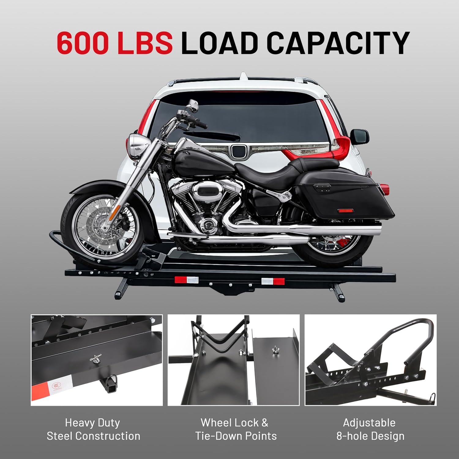 ECOTRIC 600LBS Black Motorcycle Carrier Mount Dirt Bike Rack Hitch Hauler |