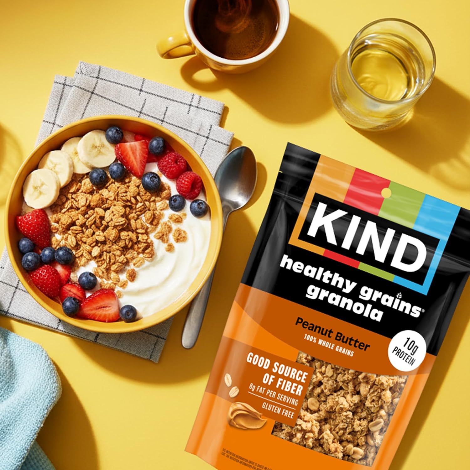 Kind Healthy Grains Granola, Peanut Butter Clusters, Gluten Free, Healthy Snack Mix, 10g Protein, 11oz, 3 Count
