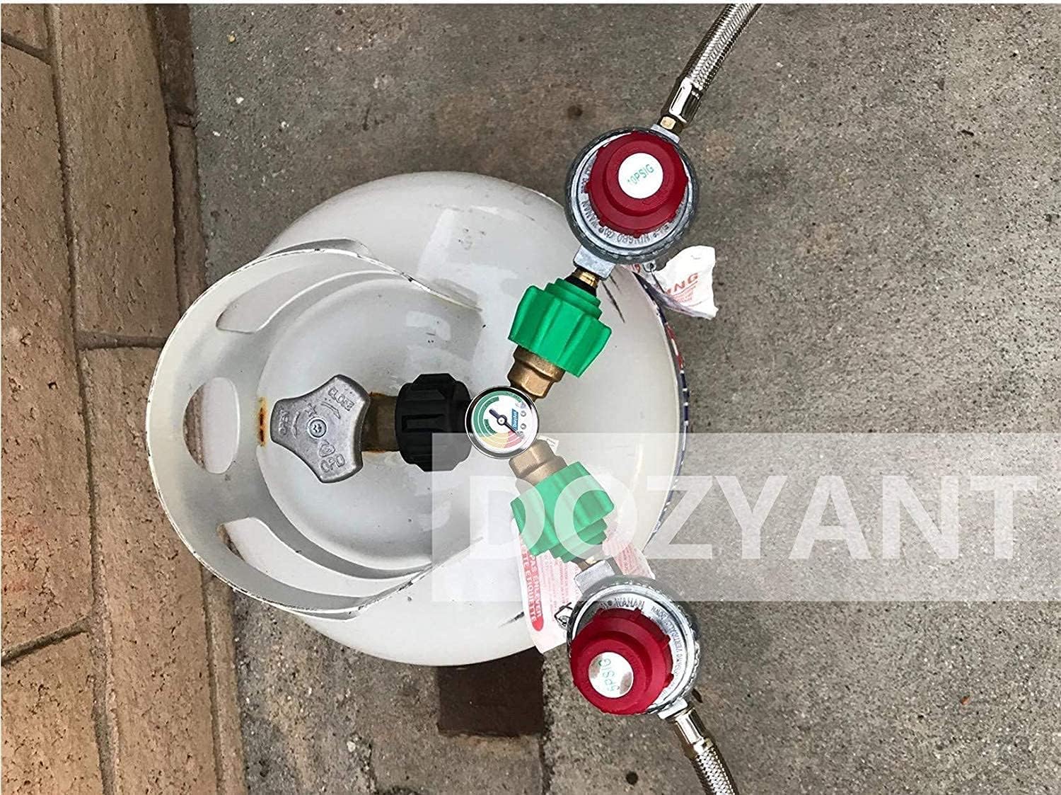 DOZYANT Propane Splitter, 2 Way LP Gas Adapter Tee Connector for 20lb Propane Tank Cylinder, Work with BBQ Grills, Camping Stoves, Gas Burners, Heater | Propane Tank Splitter 2 Way Y Tee links two regulators to a 20 lb tank for BBQ grills camping stoves…