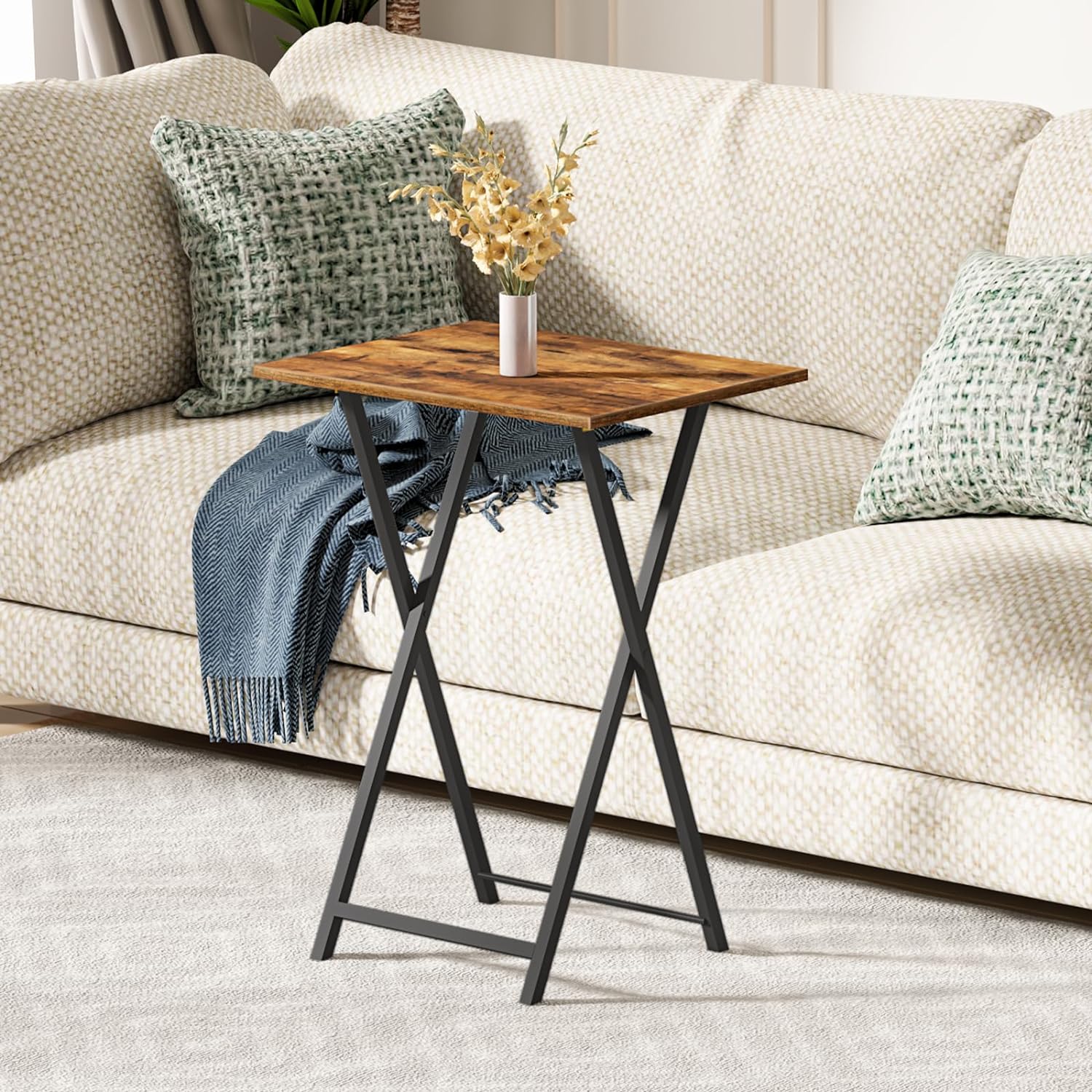 HOOBRO Folding TV Table, TV Tray, Stable Snack Table for Small Space, Portable Sofaside Desk, Easy Assembly and Storage