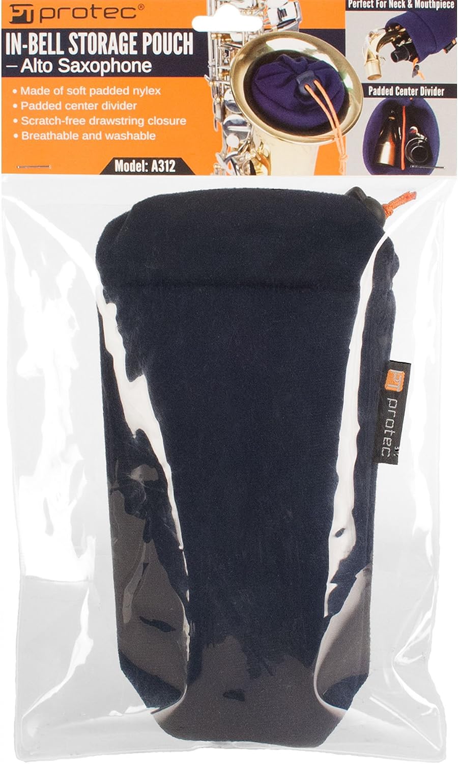 Protec Alto Sax In-Bell Storage Pouch For Neck, Mouthpiece, & Other Accessories (A312)