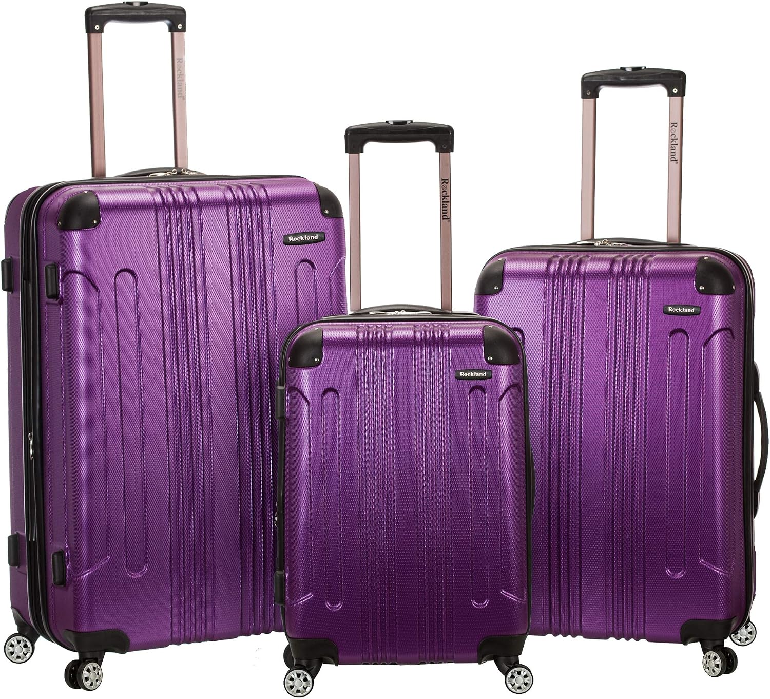 Rockland London Hardside Spinner Wheel Luggage, White, 3-Piece Set (20/24/28)