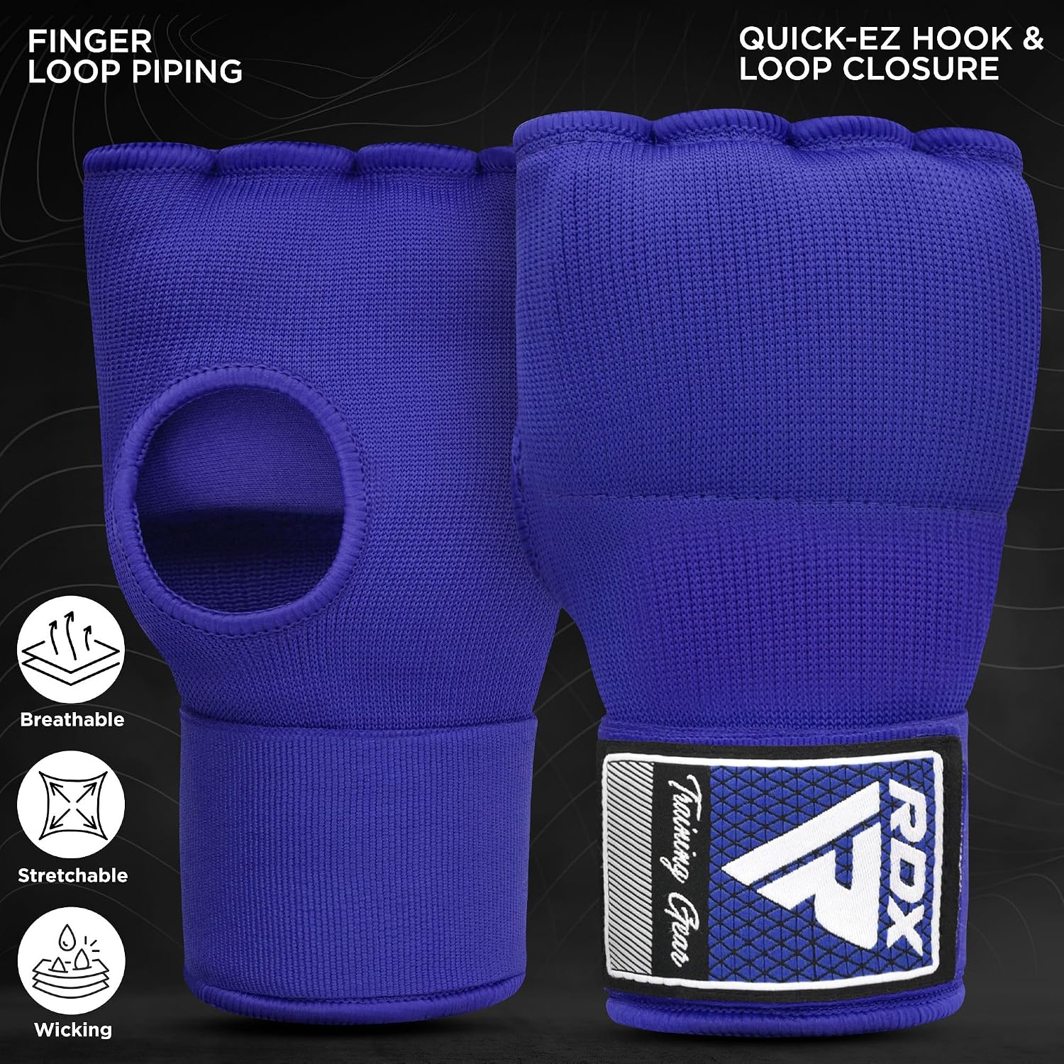 RDX Gel Boxing Hand Wraps Inner Gloves Men Women, Quick 100cm Long Wrist Straps, Elasticated Padded Fist Under Mitts Protection, Muay Thai MMA Kickboxing Martial Arts