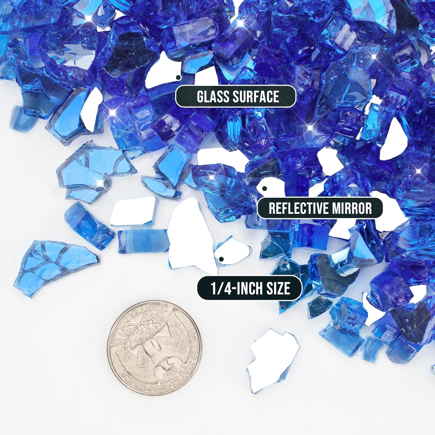 Skyflame Aqua Blue Fire Pit Glass for Propane Gas Fireplace, 10LB