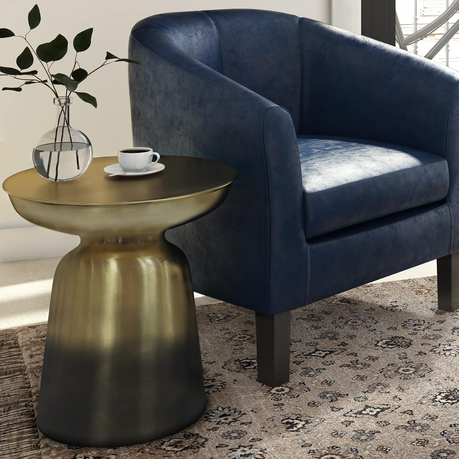 SIMPLIHOME Whitney 17" Wide Storage Metal Table in Antique Silver