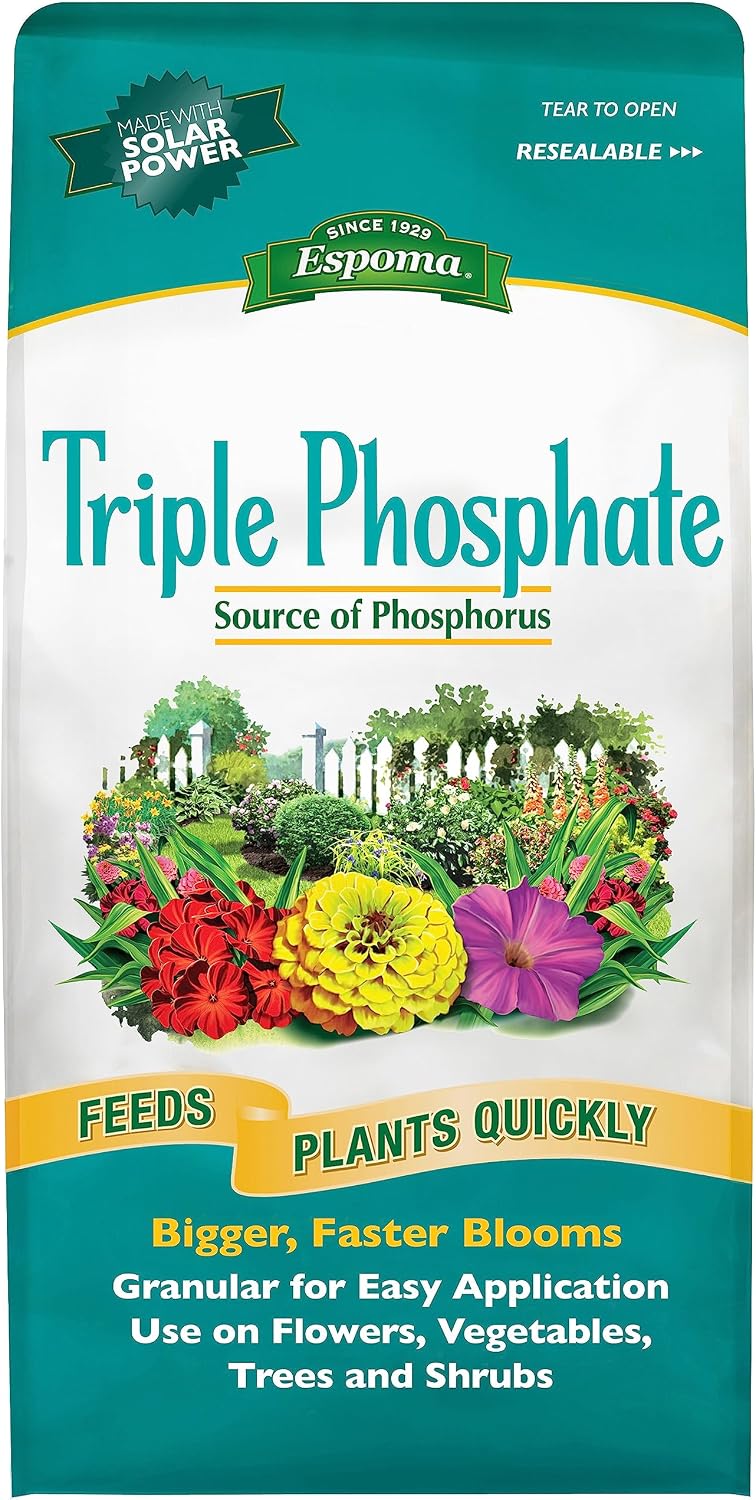 Espoma Triple Phosphate Fertilizer 0-45-0, 6.5lb. Bag, Promotes Root Growth and Blooming in All Flowering Plants, Trees, Shrubs