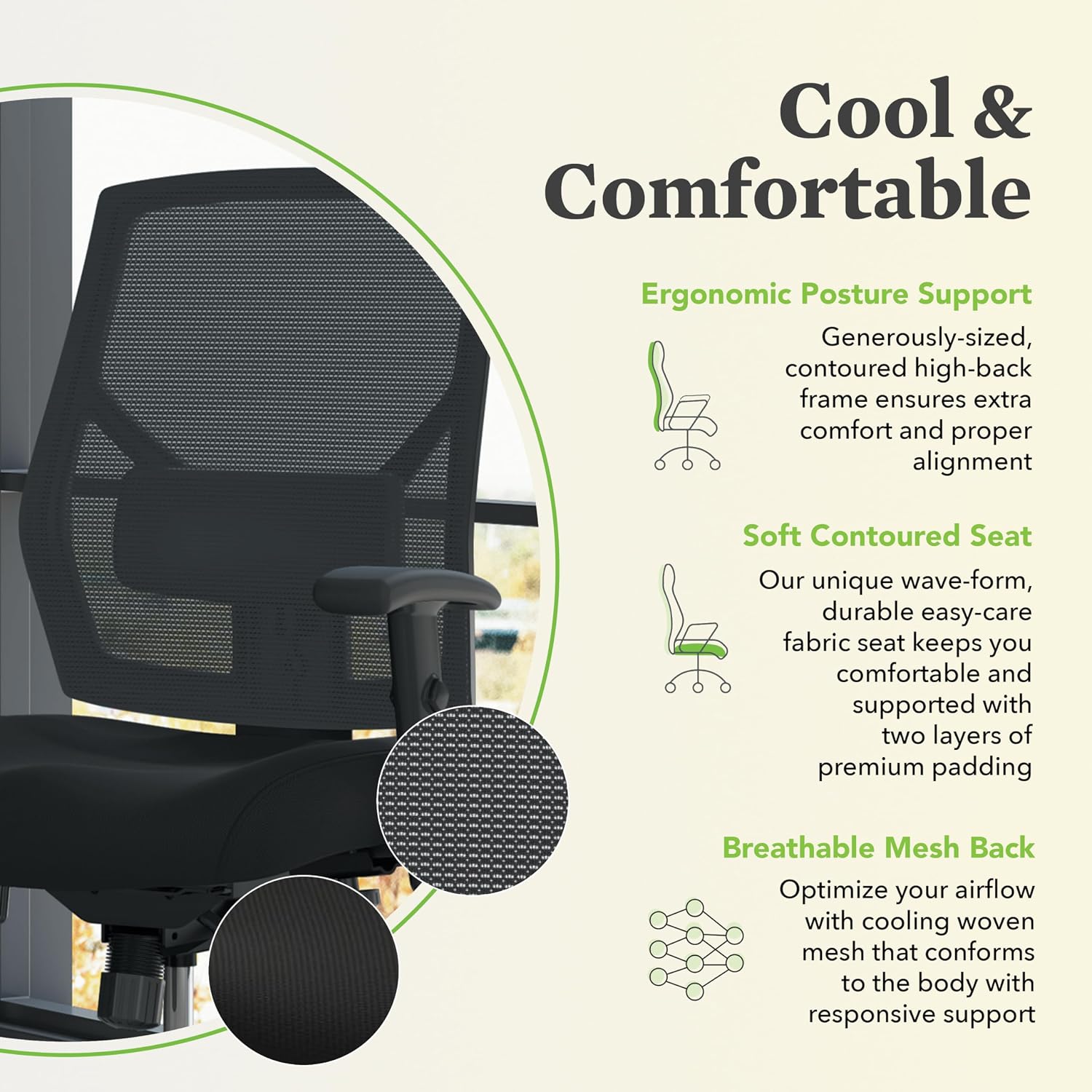 HON Crio Big and Tall Ergonomic Office Chair, Heavy Duty Desk Chair, Black | Big and tall ergonomic office desk chair for desk work, lumbar support, adjustable arms, mesh comfort, 450 lb capacity