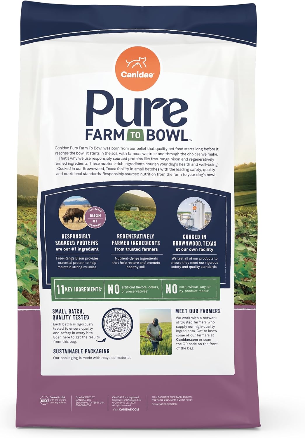 Canidae Pure Farm to Bowl Dry Dog Food - Balanced Nutrition for Adult Dogs - Limited Ingredient Formula - Grain, Wheat & Soy-Free - 22 lb - Wild-Caught Salmon & Sweet Potato Recipe