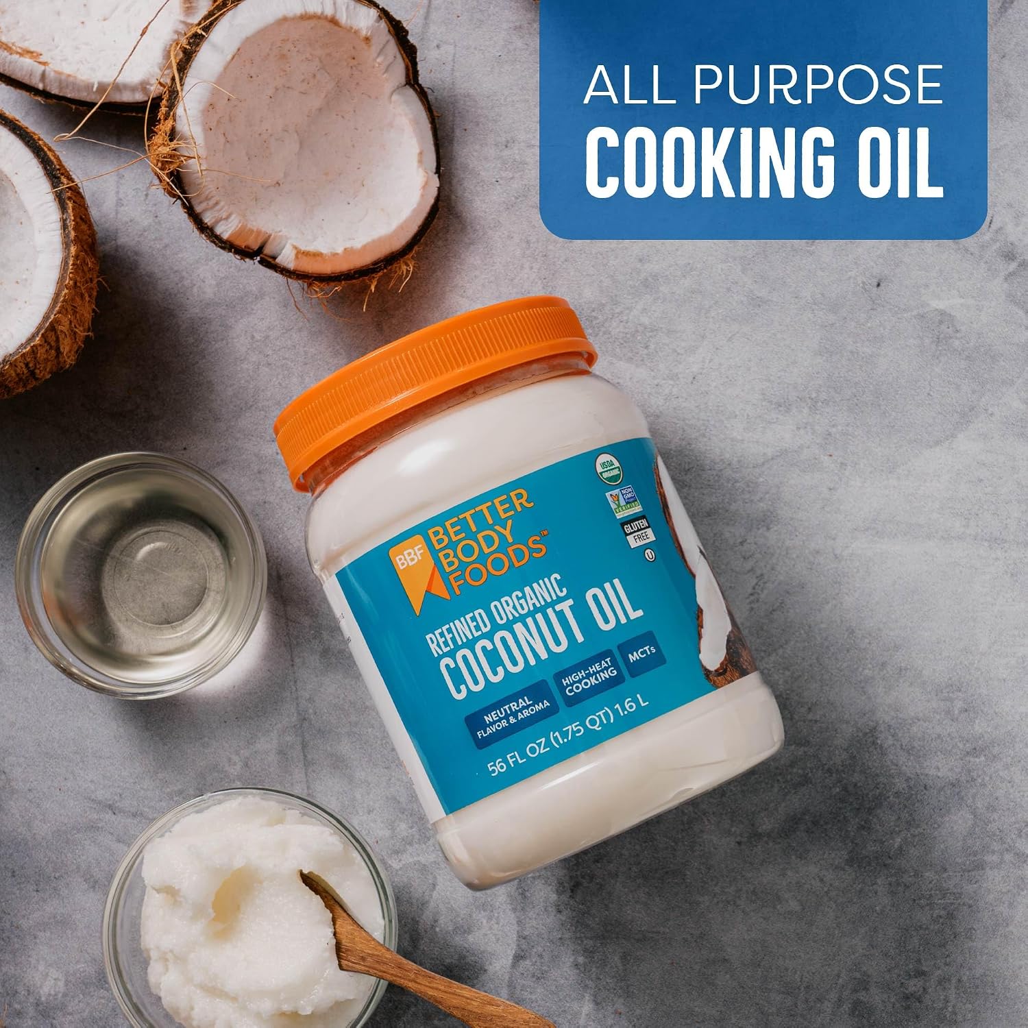 BetterBody Foods Refined Coconut Oil 56 Fl Oz, Organic, Non-GMO