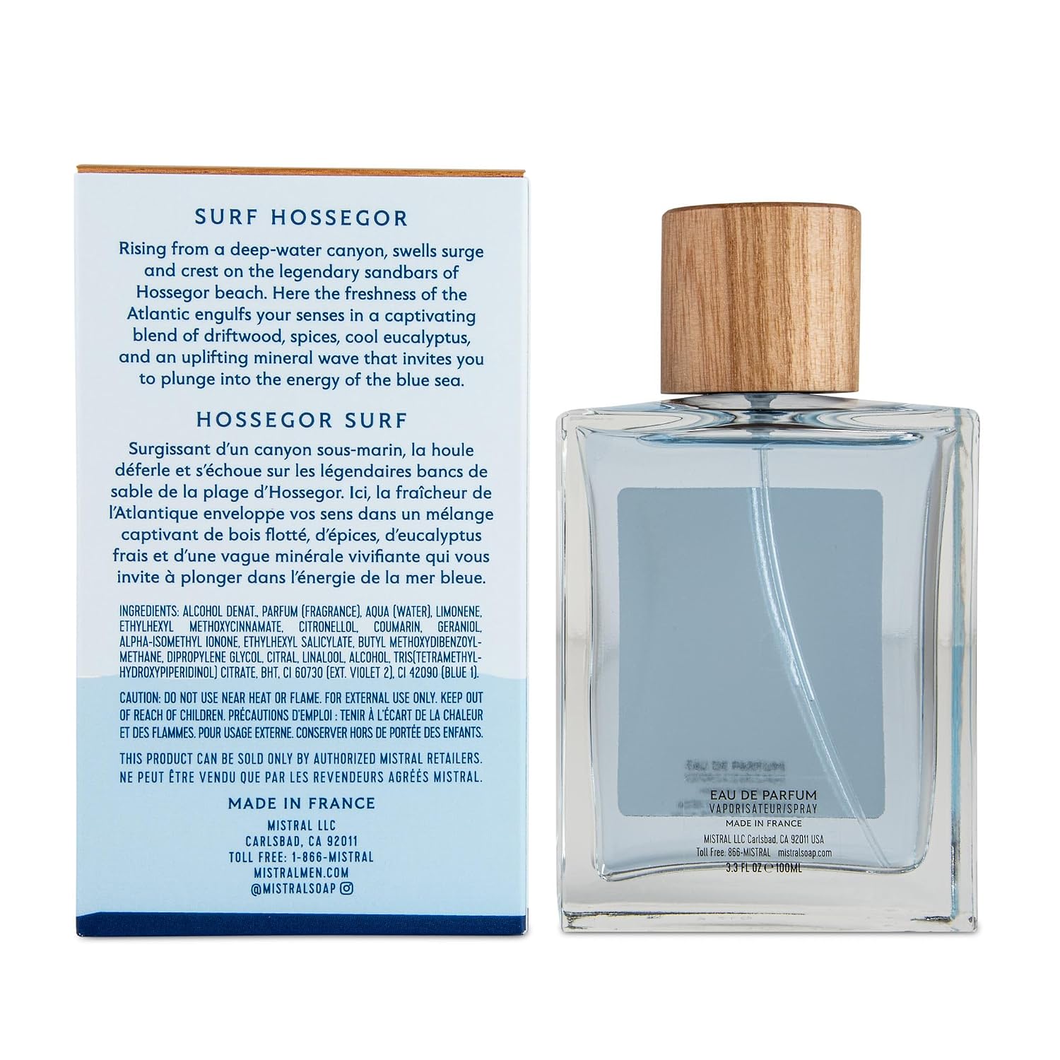 Mistral Bourbon Vanilla Eau de Parfum for Men, Men's Cologne, 3.4 Oz | Warm & Sweet Masculine Scent with Vanilla, Patchouli & Sandalwood, Cruelty-Free, Long-Lasting Perfume, Made in France
