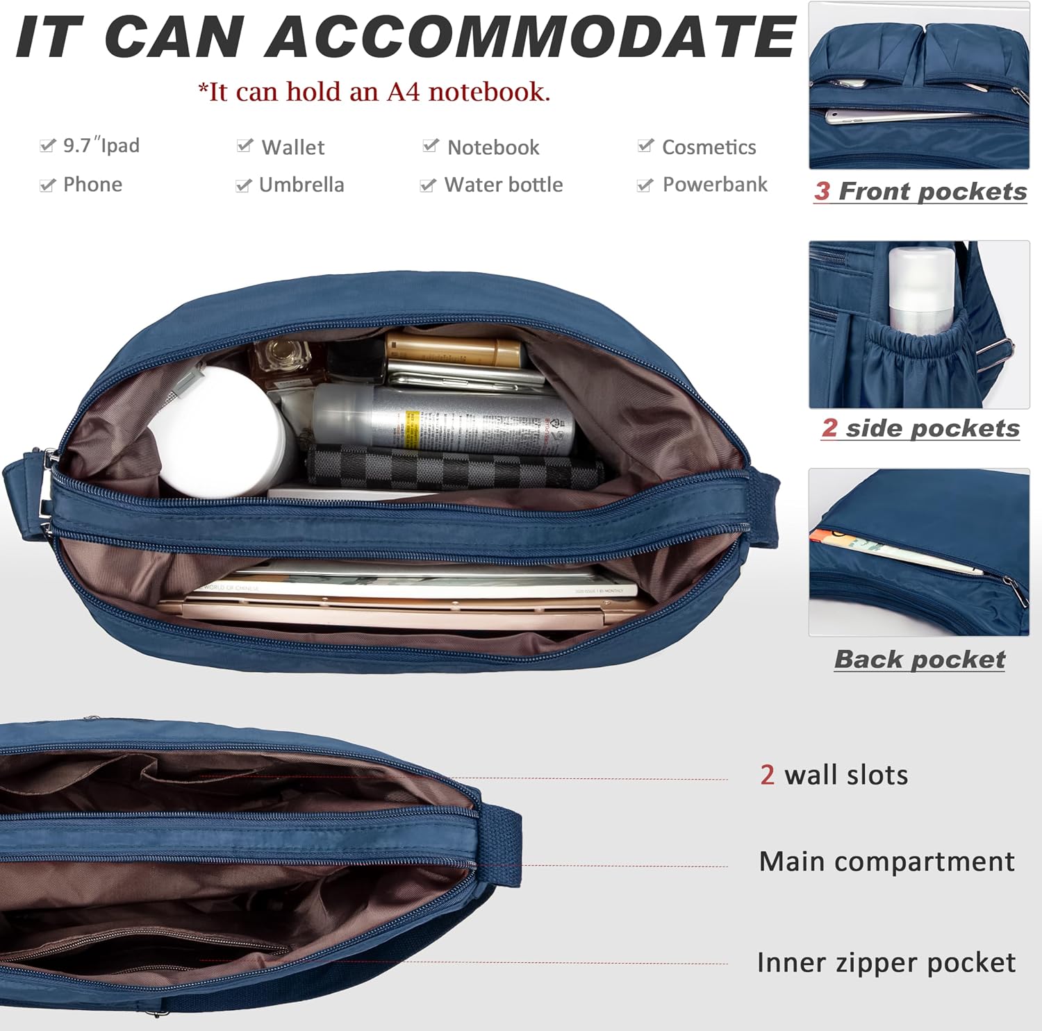 VOLGANIK ROCK Crossbody Purses for Women Shoulder Handbags Lightweight Waterproof Nylon Travel Bag Ladies Pocketbooks