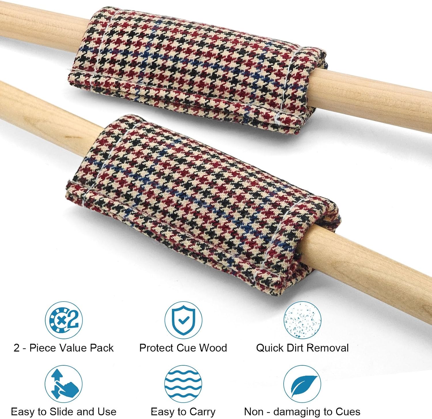 2 - Pack Billiard Cue Slicker - Pool Cue Shaft Cleaner Snooker Cleaning Cloth