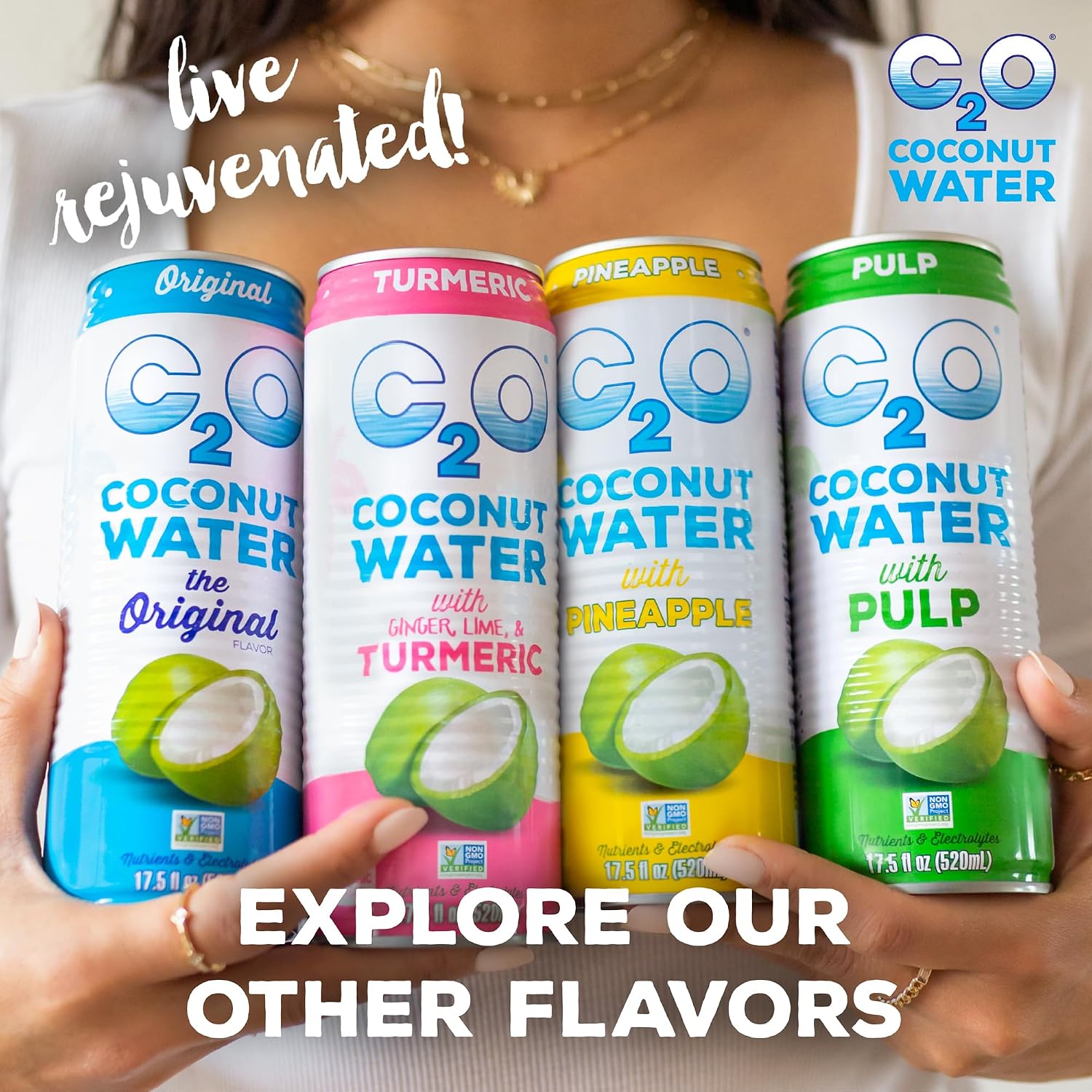 C2O - Coconut Water with Pineapple (12 Pack) - Made with Fresh Coconut Water - Plant Based - Non GMO - Canned Water - Natural Hydration, Essential Electrolytes, & Potassium - 12 Cans, 17.5 FL OZ