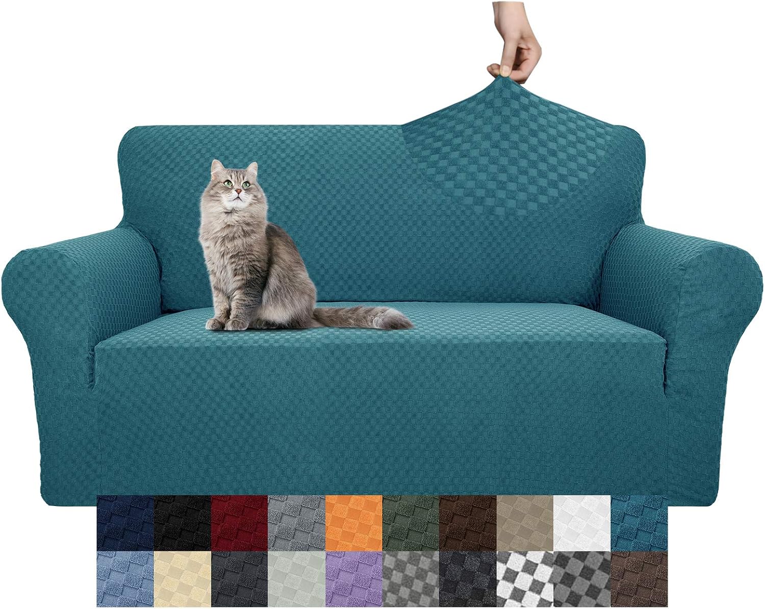 YEMYHOM Couch Cover Latest Jacquard Design High Stretch Sofa Covers for 2 Cushion Couch
