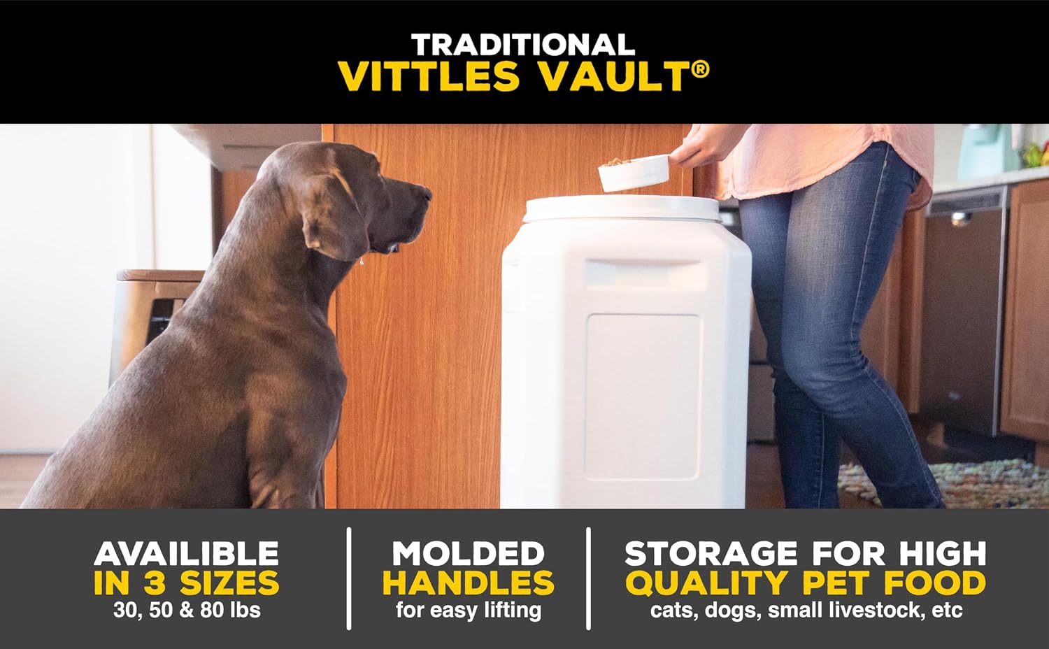 Gamma2 Vittles Vault Pet Food Storage Containers - Sealed Dog and Cat Food Storage Container, Fits up to 25lbs, Made in the USA - [12"L x 13.75"H] | Made in USA, 12 inch long by 13.75 inch tall, airtight lid keeps kibble fresh and pests out, a durable pa…