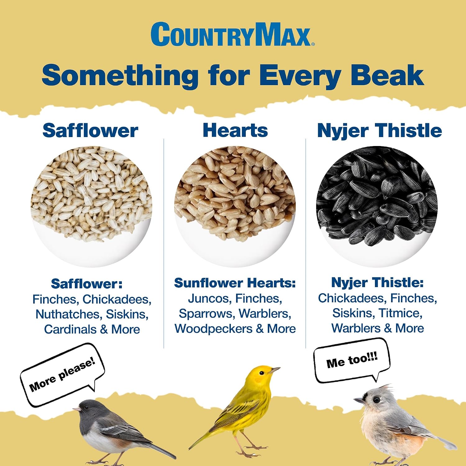 CountryMax Shelled Sunflower Chips 10 lb - No Waste Bird Seed for Outside Feeders, Resealable Bag of Wild Bird Feed | For Smaller Beaks, No Mess, No Waste. High Energy & USA Sourced. For Ground Feeding or Bird Feeders, For Year-Round Feeding