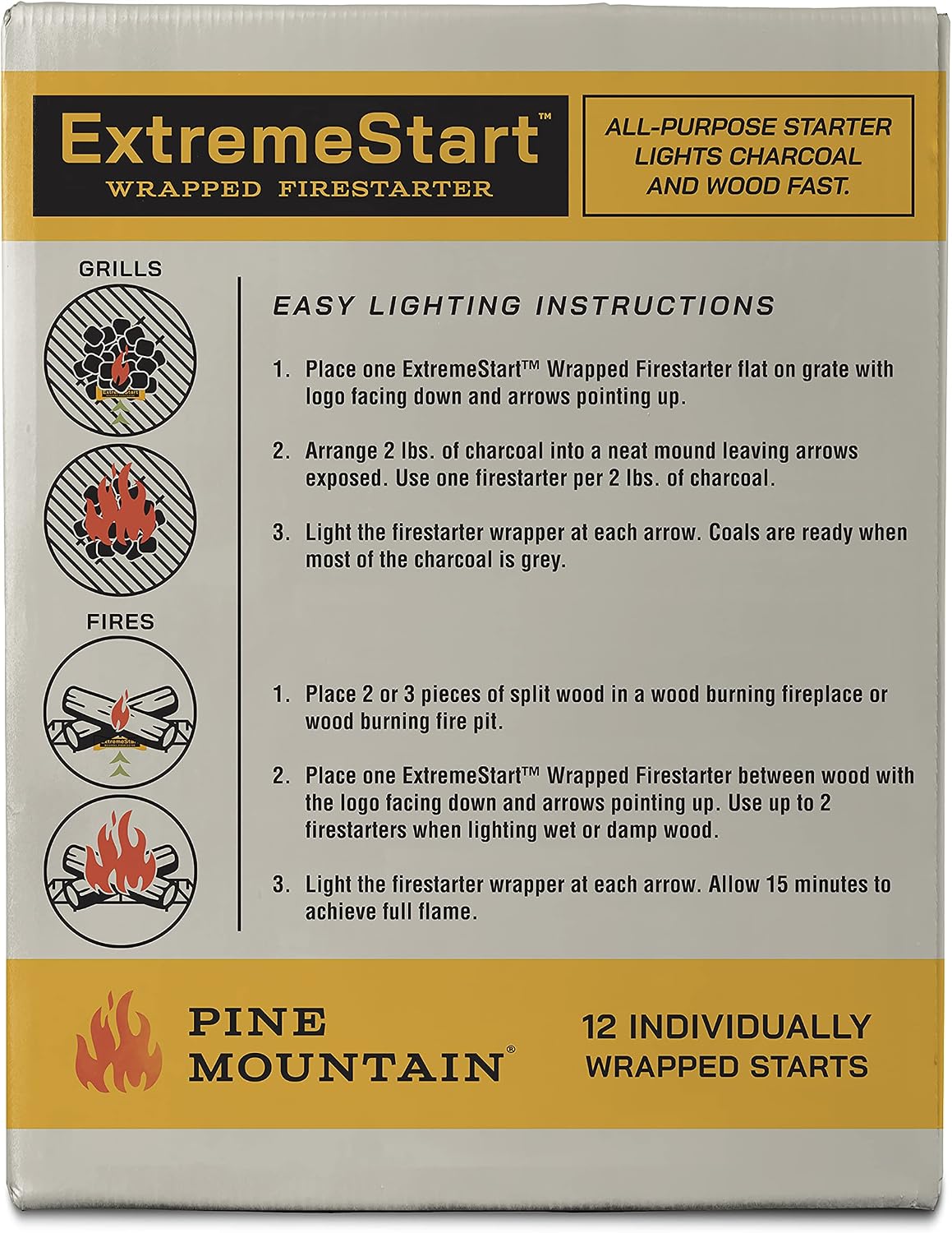 Pine Mountain Firestarters ExtremeStart, 12 Wrapped Fire Starters by Pine Mountain