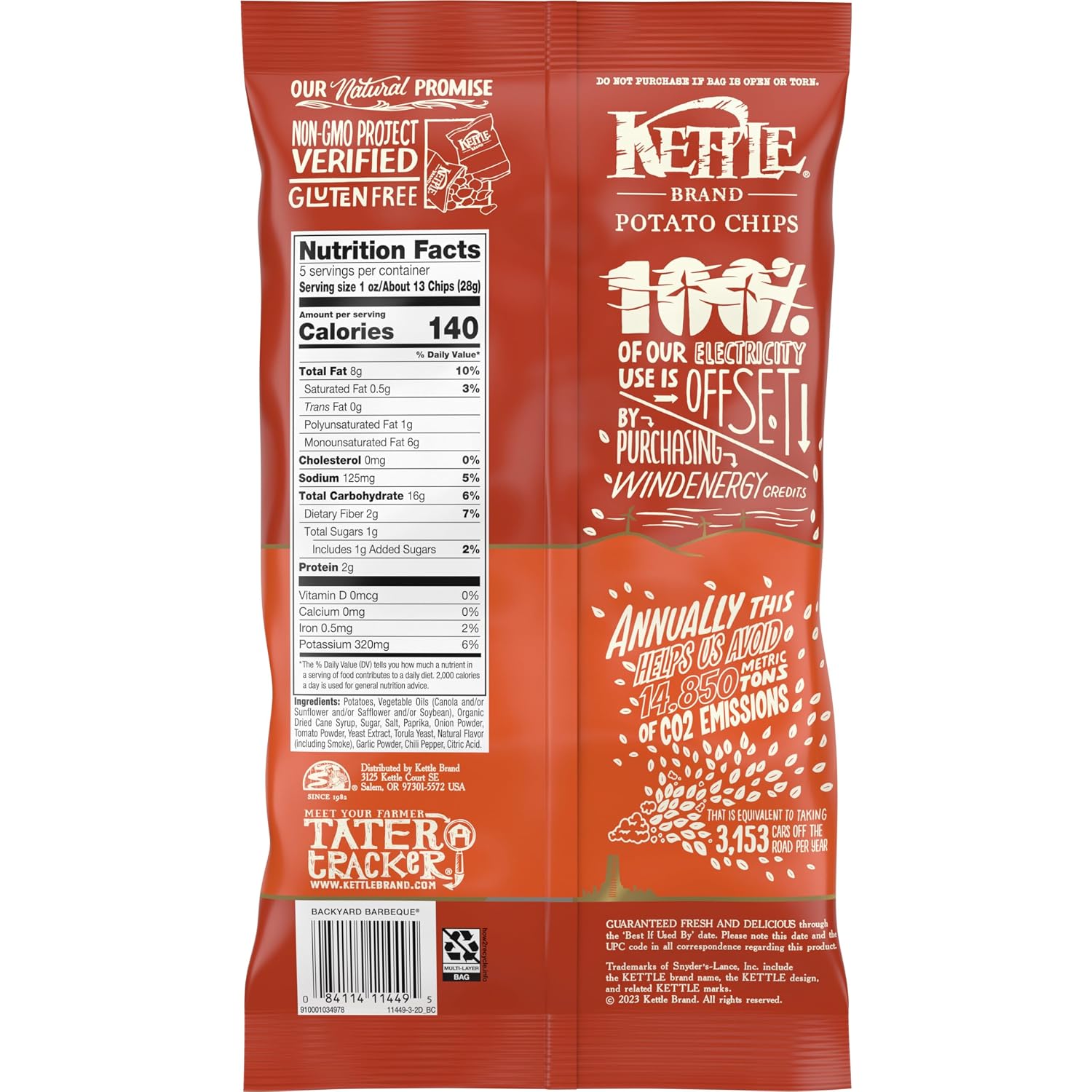 Kettle Brand Potato Chips, Backyard Barbeque Kettle Chips, 5 Oz