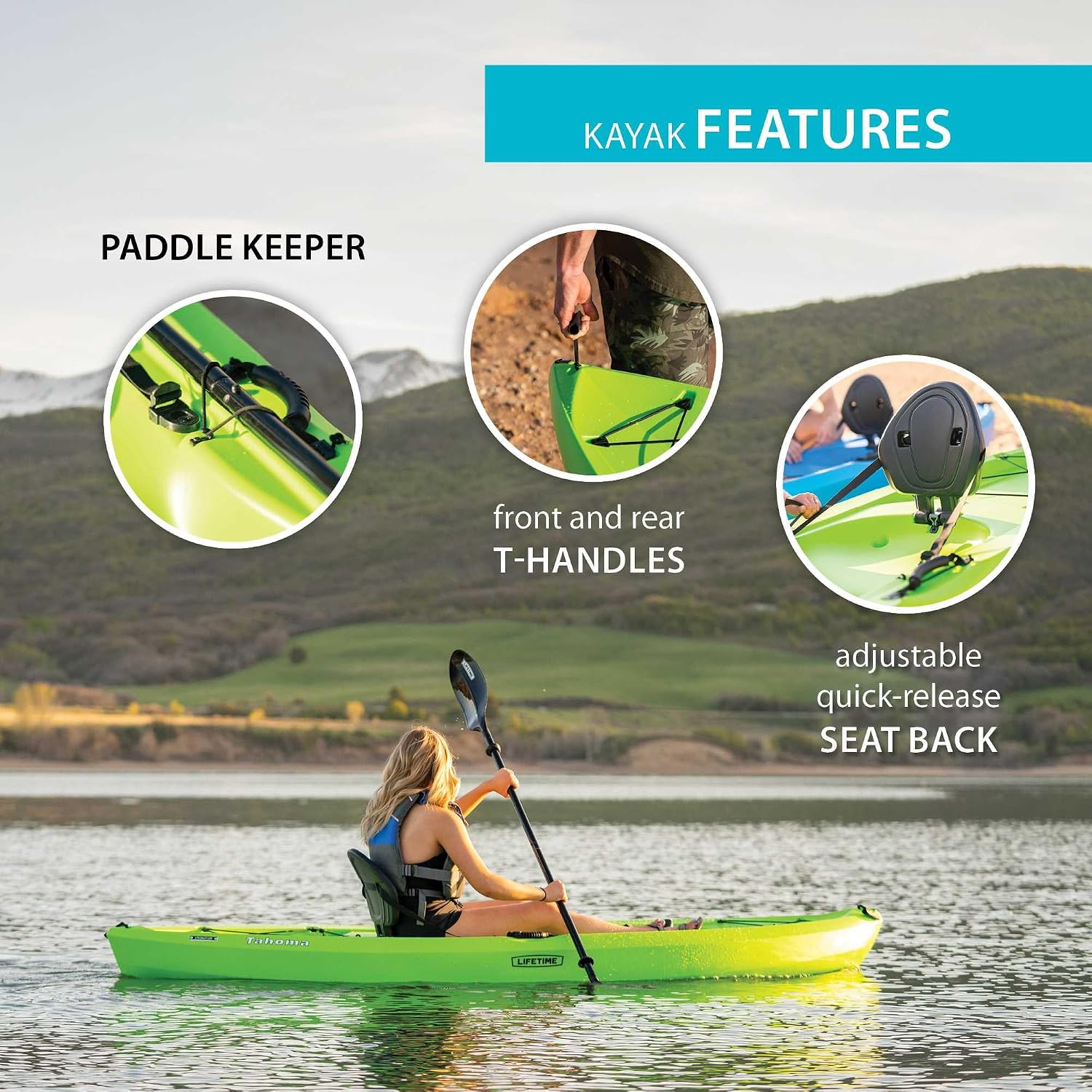 Lifetime Tahoma 100 Sit-On-Top Fishing Kayak, Paddle Included