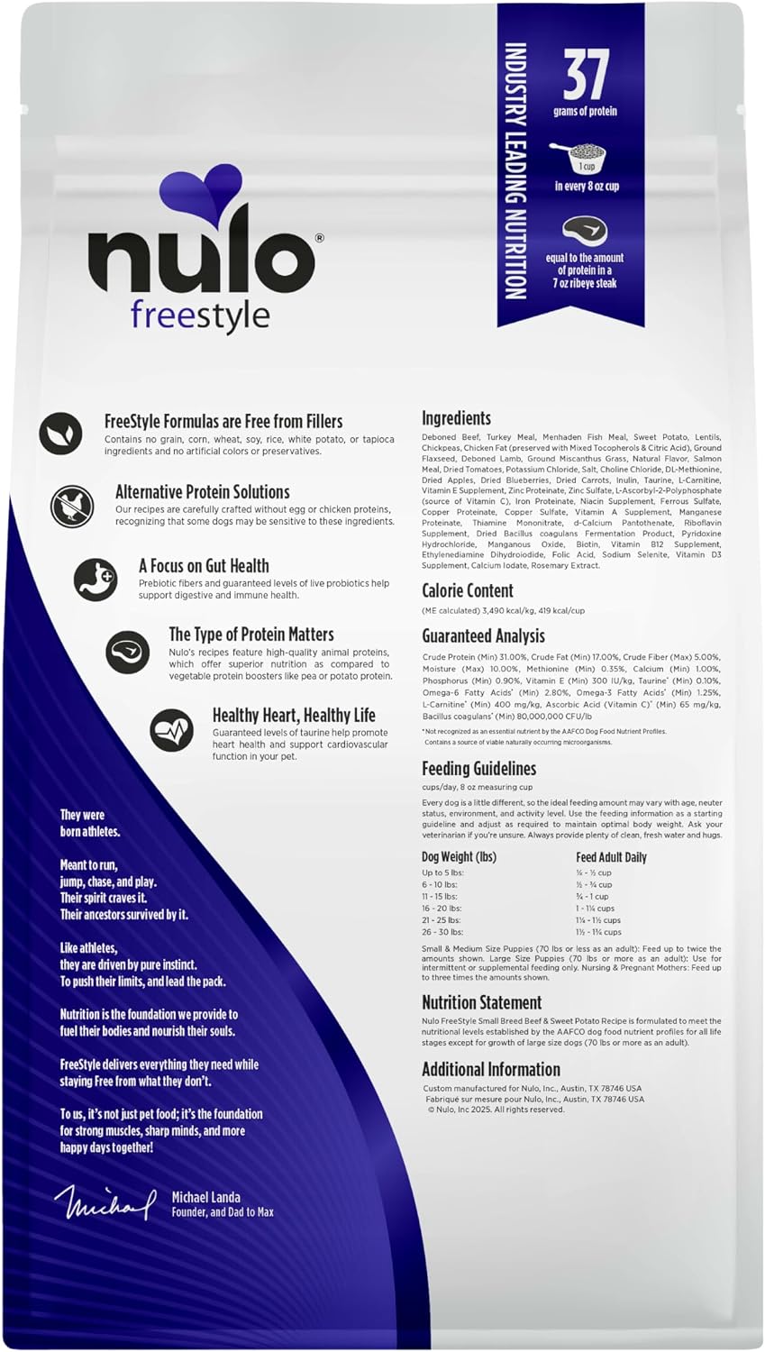 Nulo FreeStyle Small Breed Dog Food Dry - Salmon & Lentils, Puppy & Adult Grain Free Dog Food, Natural, High Protein