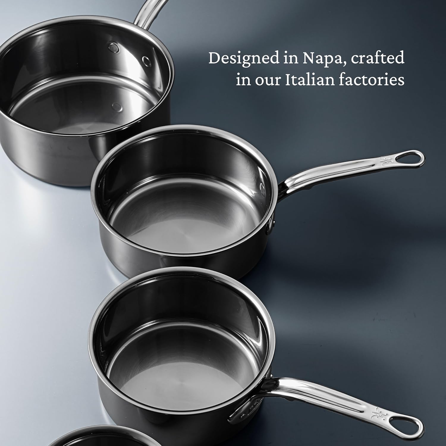 Hestan NanoBond Molecular Titanium Saucepan with Lid, 3-Quart - PFAS-Free Stainless Steel, 4x Stronger, 1050°F Oven Safe, Induction Compatible
