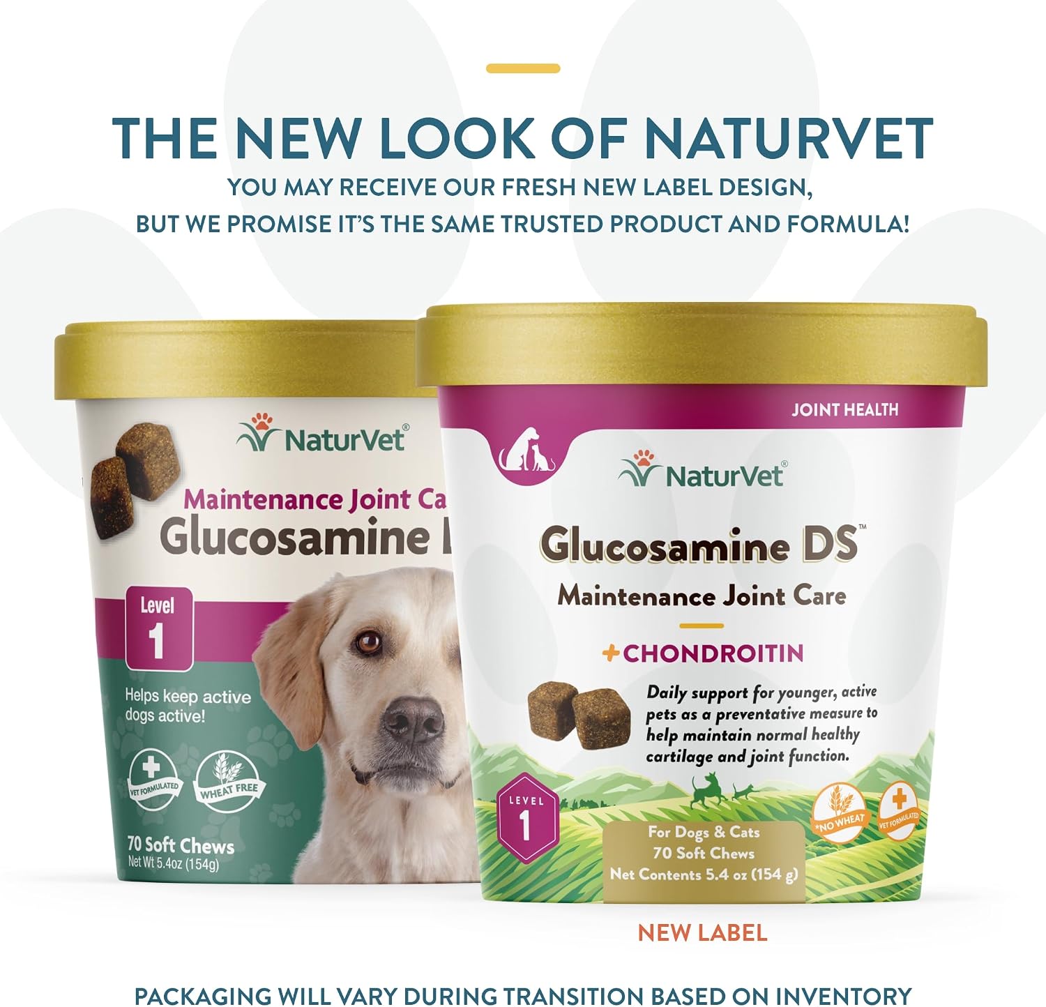 NaturVet – Glucosamine DS Plus - Level 2 Moderate Care – Supports Healthy Hip & Joint Function – Enhanced with Glucosamine, MSM & Chondroitin – for Dogs & Cats–70 Soft Chews