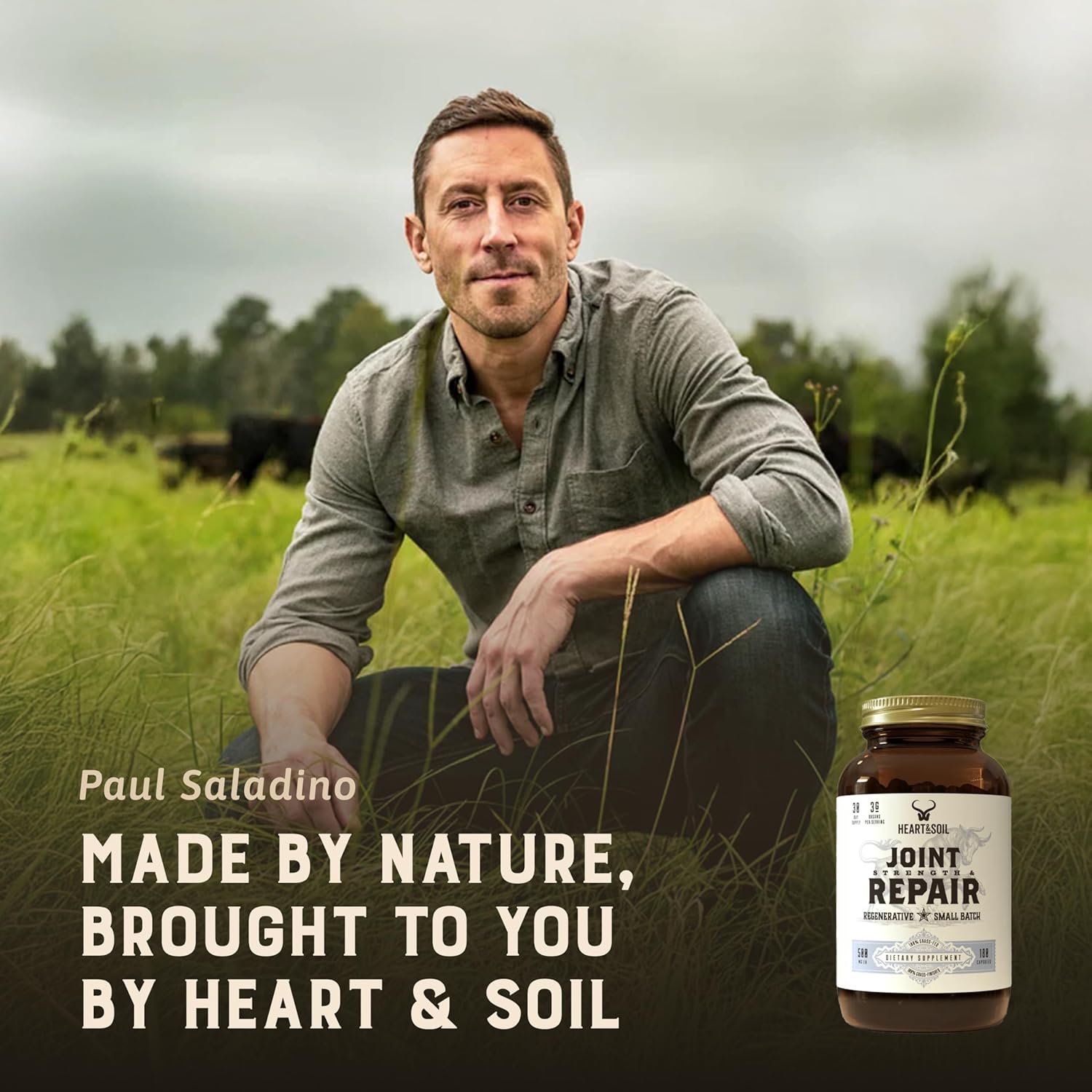 HEART & SOIL Beef Brain Supplement, 180 Capsules